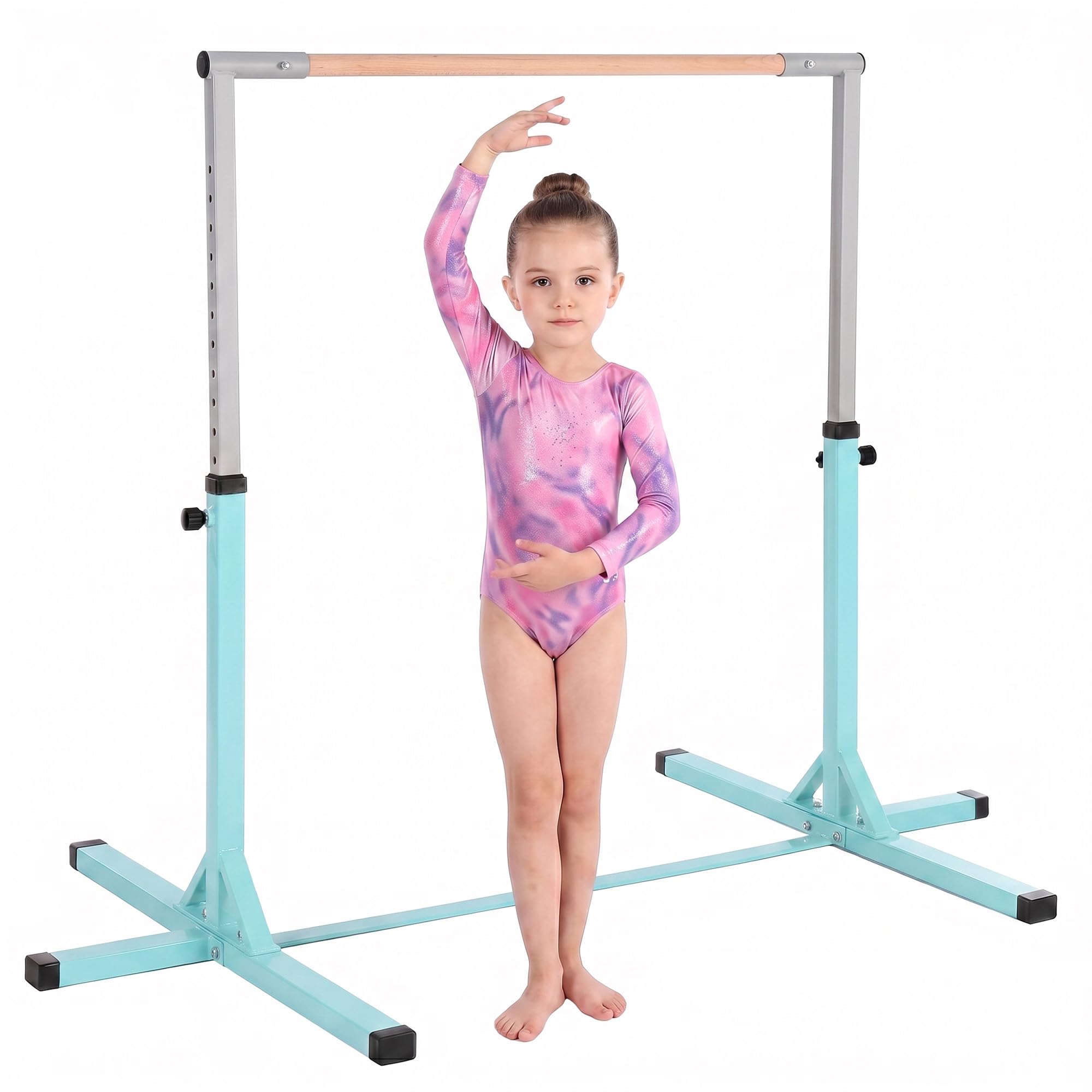 B&Q -  Adjustable Kids Gymnastics Bar Horizontal Training SteelLight Blue