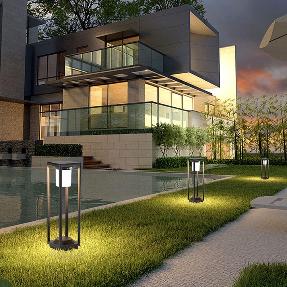 Solar Lawn Post Lights,Outdoor Waterproof Grass Garden Column Lamp Lantern,Creative Home Aluminum Housing Post Cap Light,Villa Yard LED Solar Stigma Lamps Fixtures,for Wood Fence,Pathway,Deck