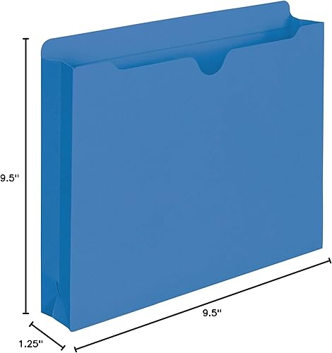 Miniatura 3 de Smead Chaquetas de archivo, panel frontal cortado con pulgar, tamaño legal, azul, 50 por caja (75562)
