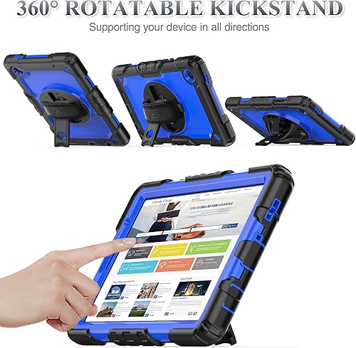 Miniatura 3 de SEYMAC stock Funda para Samsung Galaxy Tab A7 Lite de 8.7 pulgadas con protector de pantalla y soporte para lápiz correa de mano giratoria 360 y