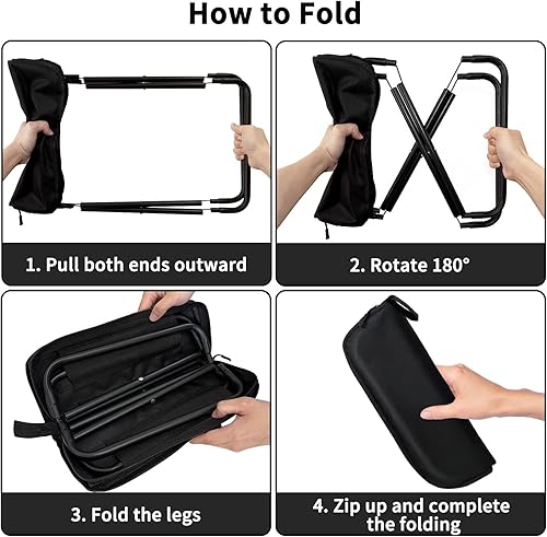 Miniatura 7 de Paquete de 2 taburetes plegables portátiles de 13 pulgadas para adultos, taburetes plegables pequeños y ligeros para pesca, senderismo, jardinería