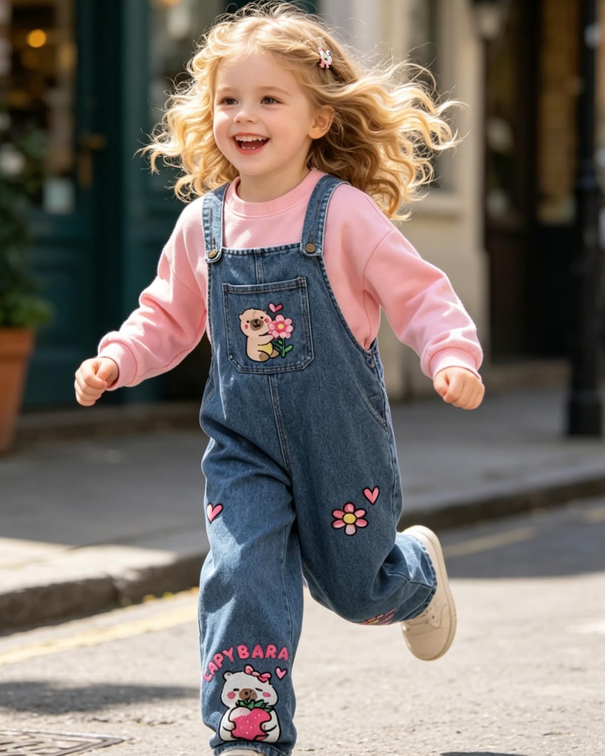 4-7T Toddler Girl Clothes One Piece Denim Overall Jumpsuit Girls Summer Romper（Freely mix and match linings）