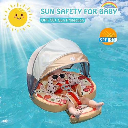 Miniatura 5 de Mambobaby - Flotador de natación para bebé con dosel no inflable para piscina, flotador de natación para añadir cola, flotadores de agua sólida,