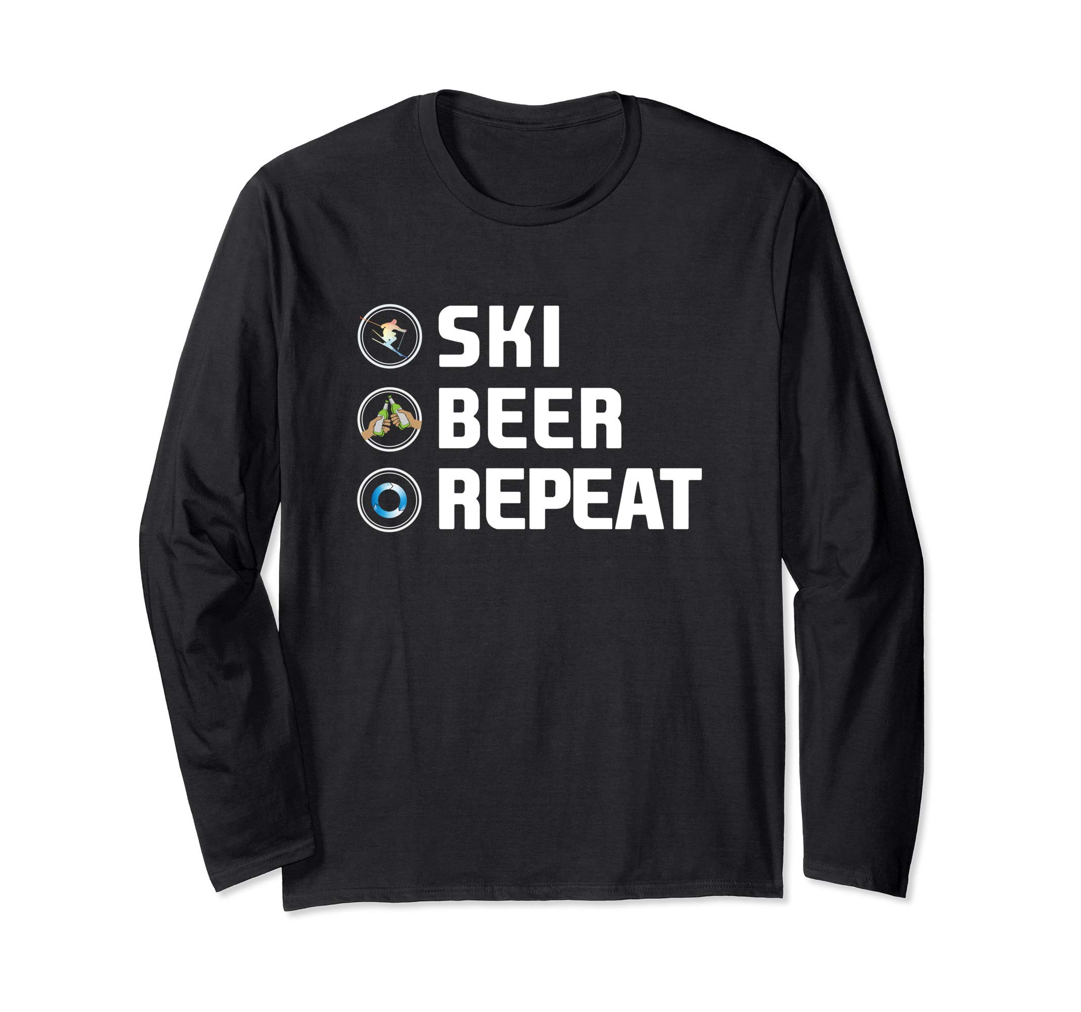 Skiing Shirt Ski Beer Repeat Funny Snow Skiers Long Sleeve T-Shirt
