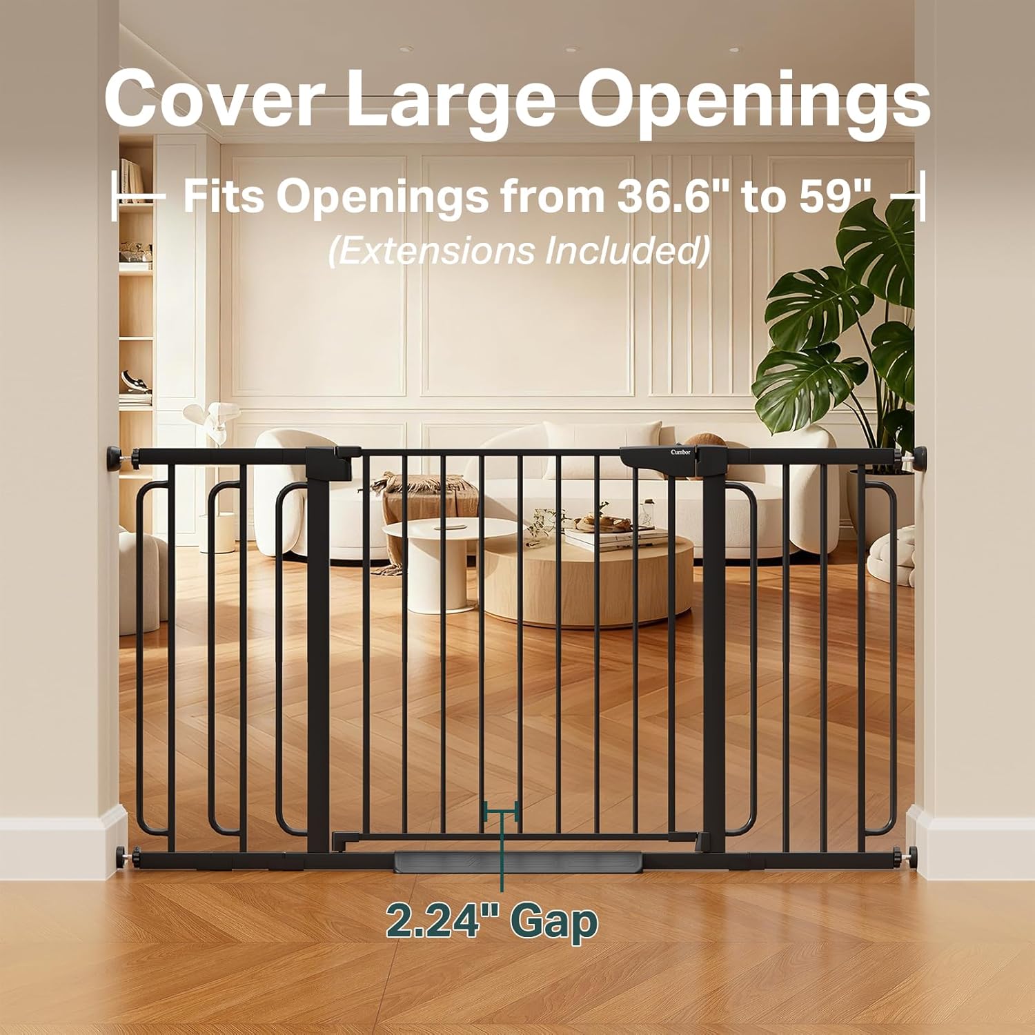 Cumbor Adjustable Safety Gate Bundle, 31.6–48" & 36.6-59" Gates with Auto-Close, Dual-Lock, One-Handed Operation for Stairs, Doorways & Hallways