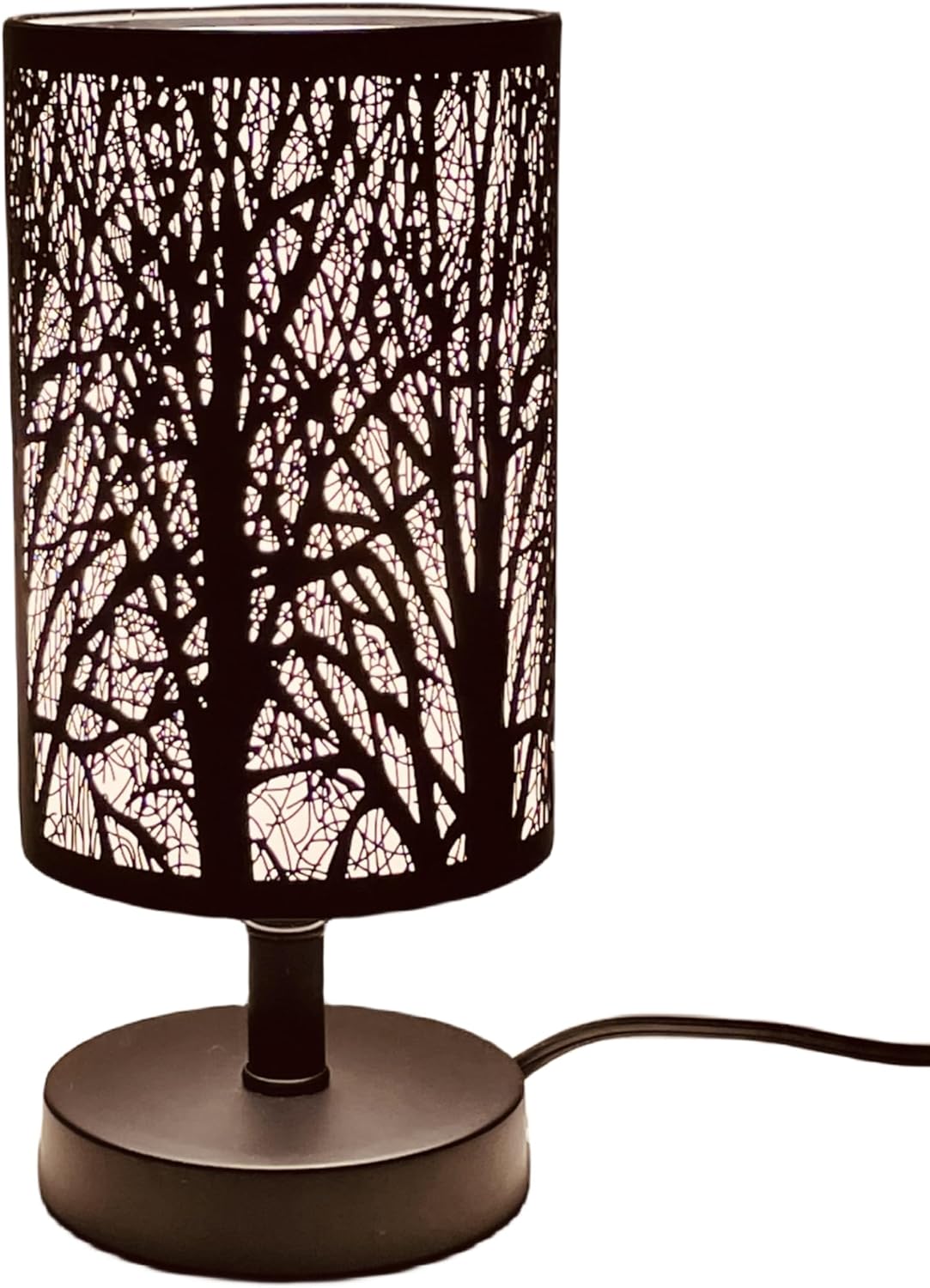 Table Lamps Bedside Nighting Light Decorative Nightstand Lamp for Bedroom, Living Room, Black Metal Shade Forest Lighting
