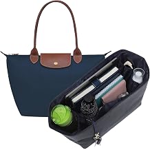 Doxo Purse Organizer Insert for Longchamp Le Pliage Medium, Black Blue