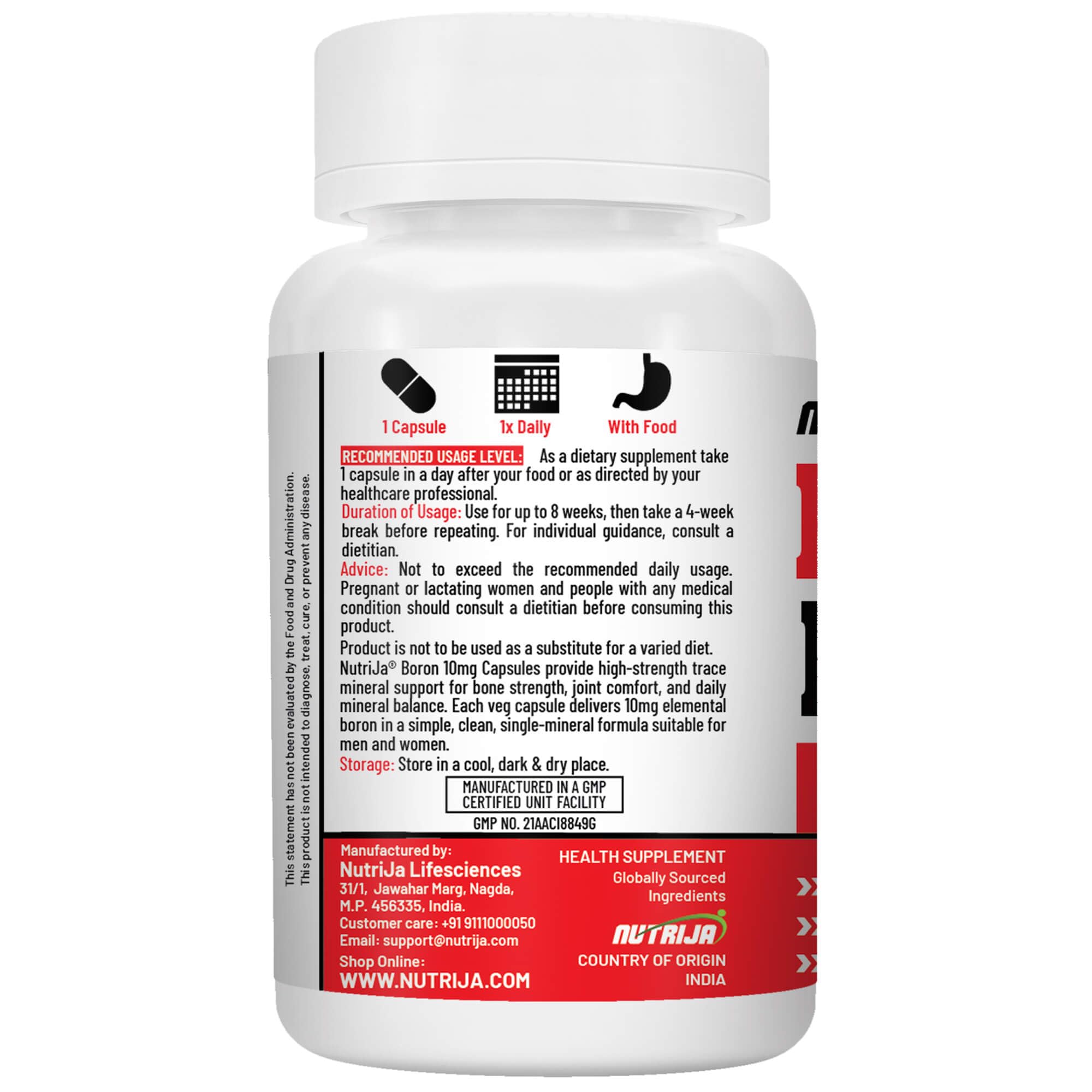 NutriJa Boron 10mg Capsules | Boron Citrate, Aspartate & Glycinate Complex | Multi-Action Mineral Support for Bone Strength, Joint Wellness & Calcium-Magnesium Utilization | 60 Veg Capsules 1