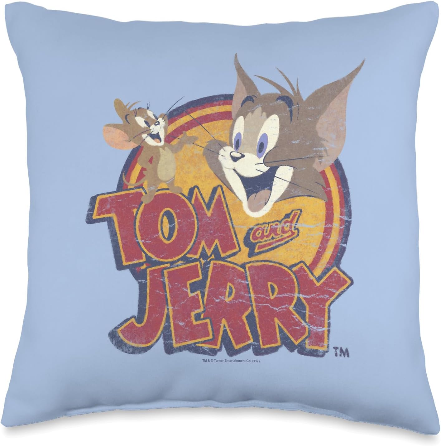 Tom and Jerry Water Damaged colors Throw Pillow