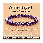 AD Beads Handmade Gemstone Stretch Elastic Bracelet Crystal Healing Reiki Nature\'s Beauty and Spiritual Essence Unisex (8mm, Amethyst (Love Guardian))