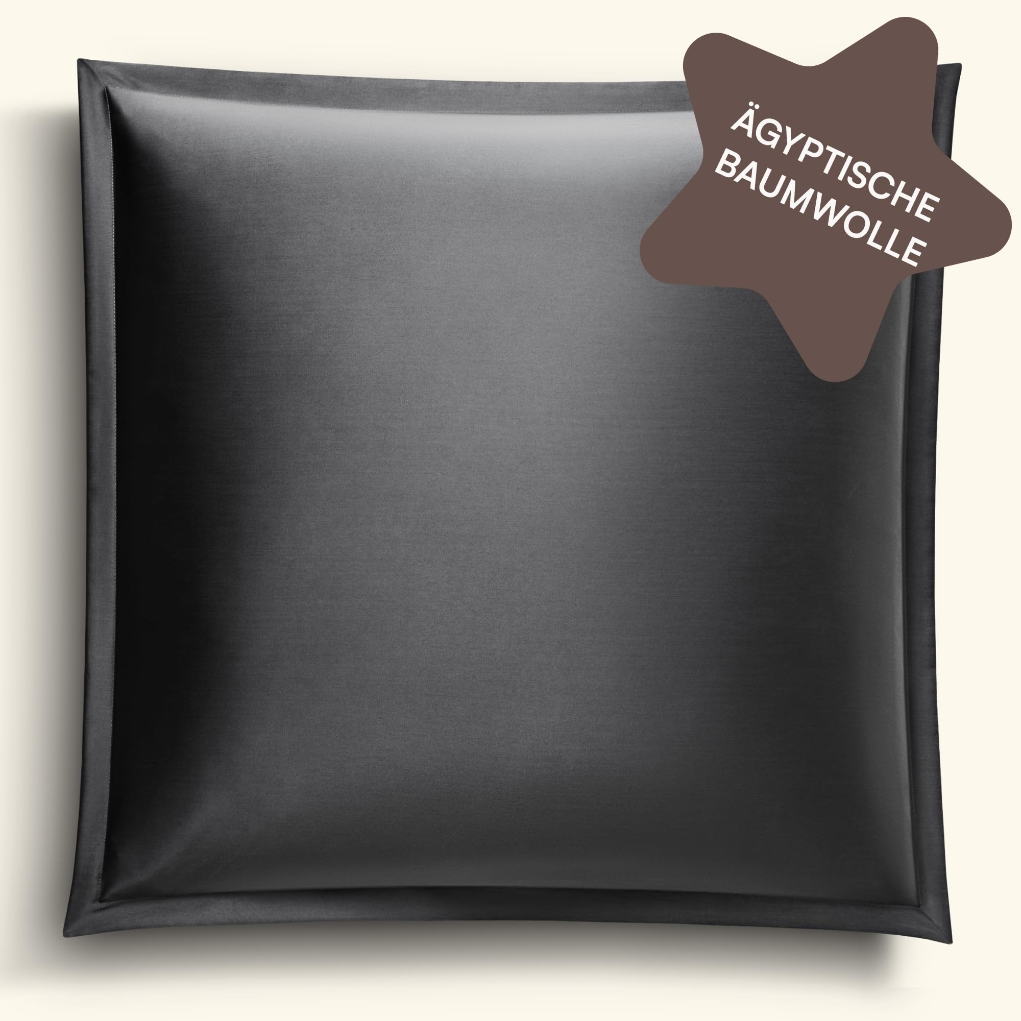 1 funda de almohada de algodón egipcio de 65 x 65 cm, color antracita