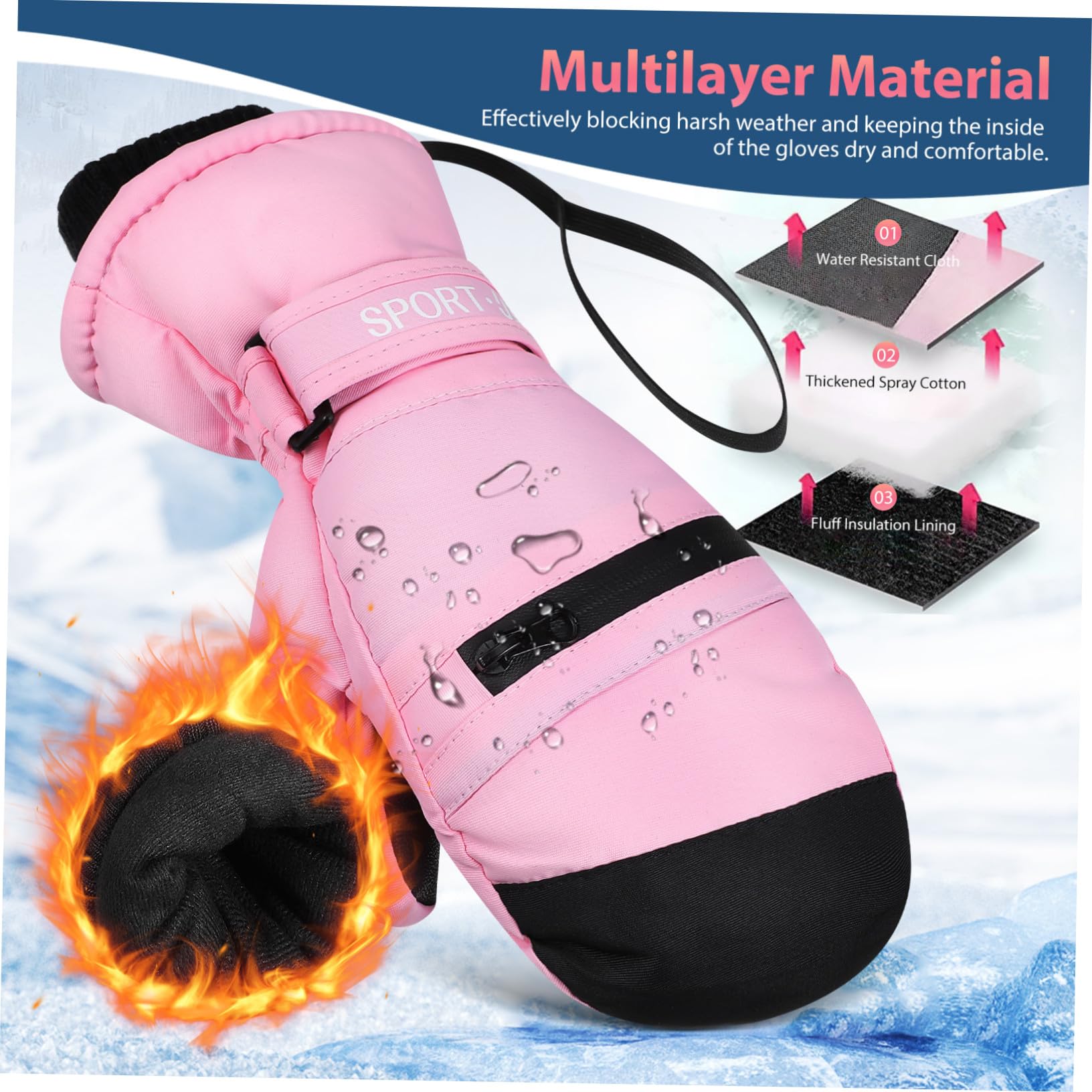 Mipcase Guantes Térmicos para Mujer Impermeables y Cálidos Mitones Táctiles Resistentes al Agua para Invierno Senderismo Paseos con Perros y Actividades Talla S Rosa