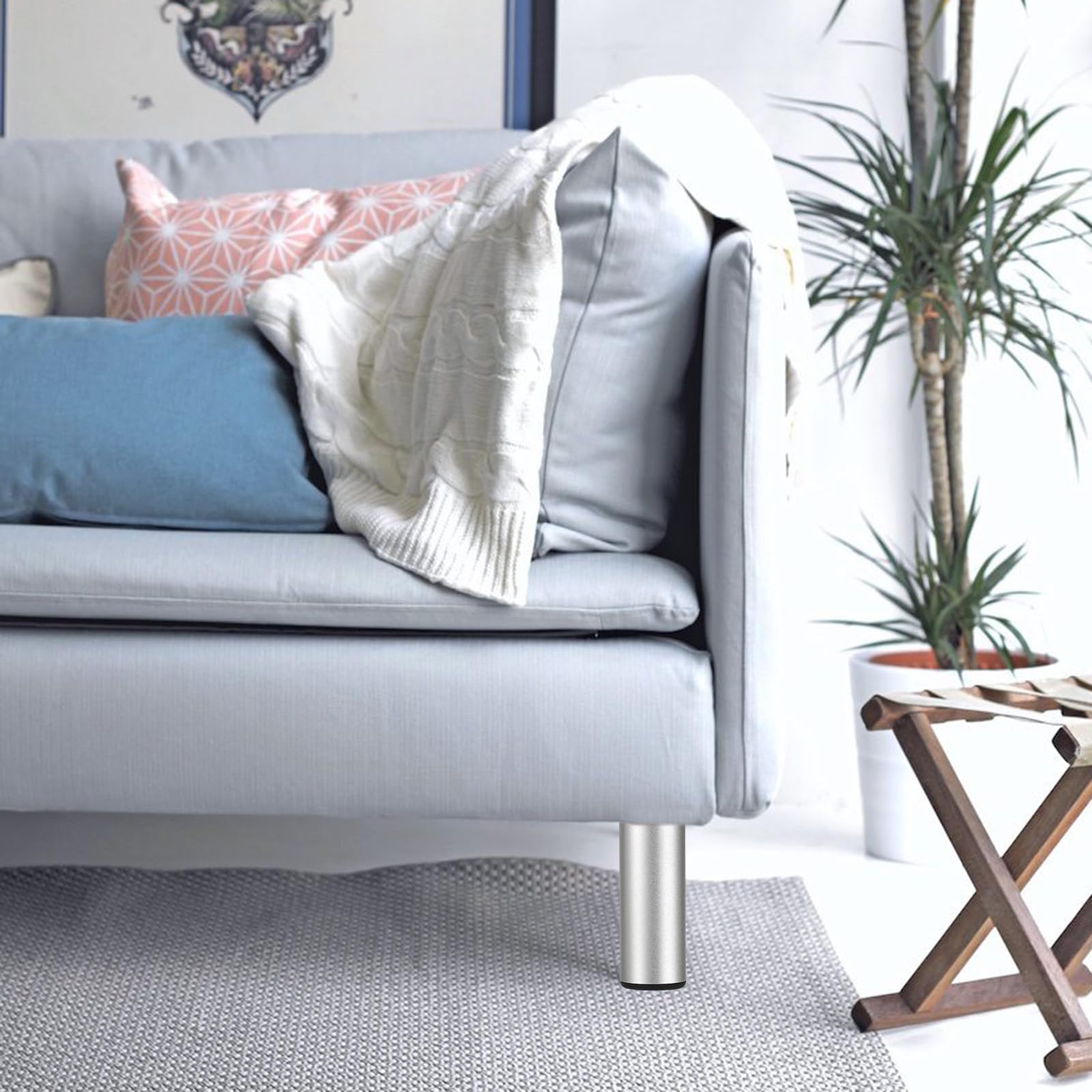 Pattes De Meuble 4-Pack 2 Inch Aluminum Furniture Legs - Heavy Duty Replacement  Legs With M8 Thread For Cabinets \u0026 Couches M8 Thread Sofa Legs, image size:1600x1600