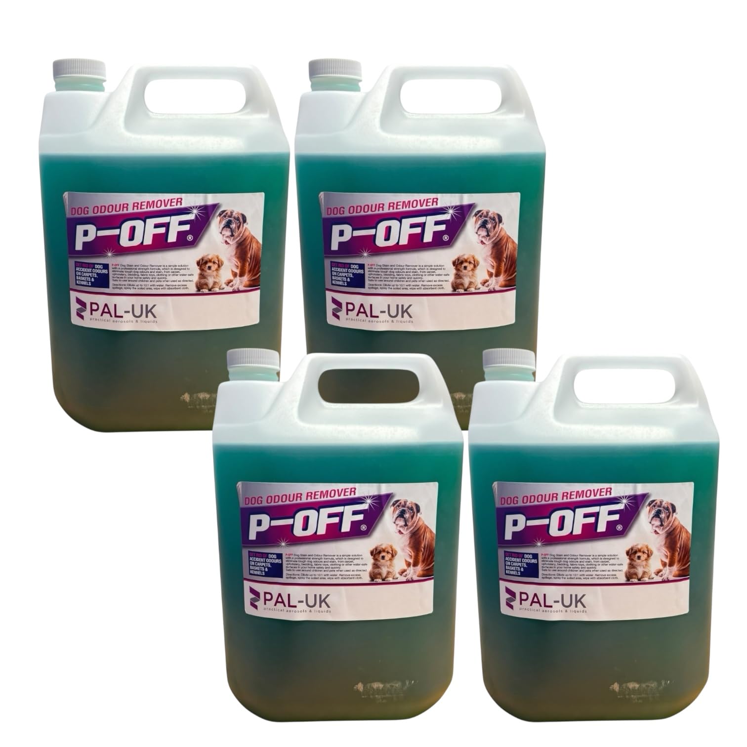 4 x 5 Litre P-OFF Dog Urine Neutraliser - Fresh Grass | Enzymatic Pet Odour Eliminator for Dog Urine | Safe for Pets and Children — image 1