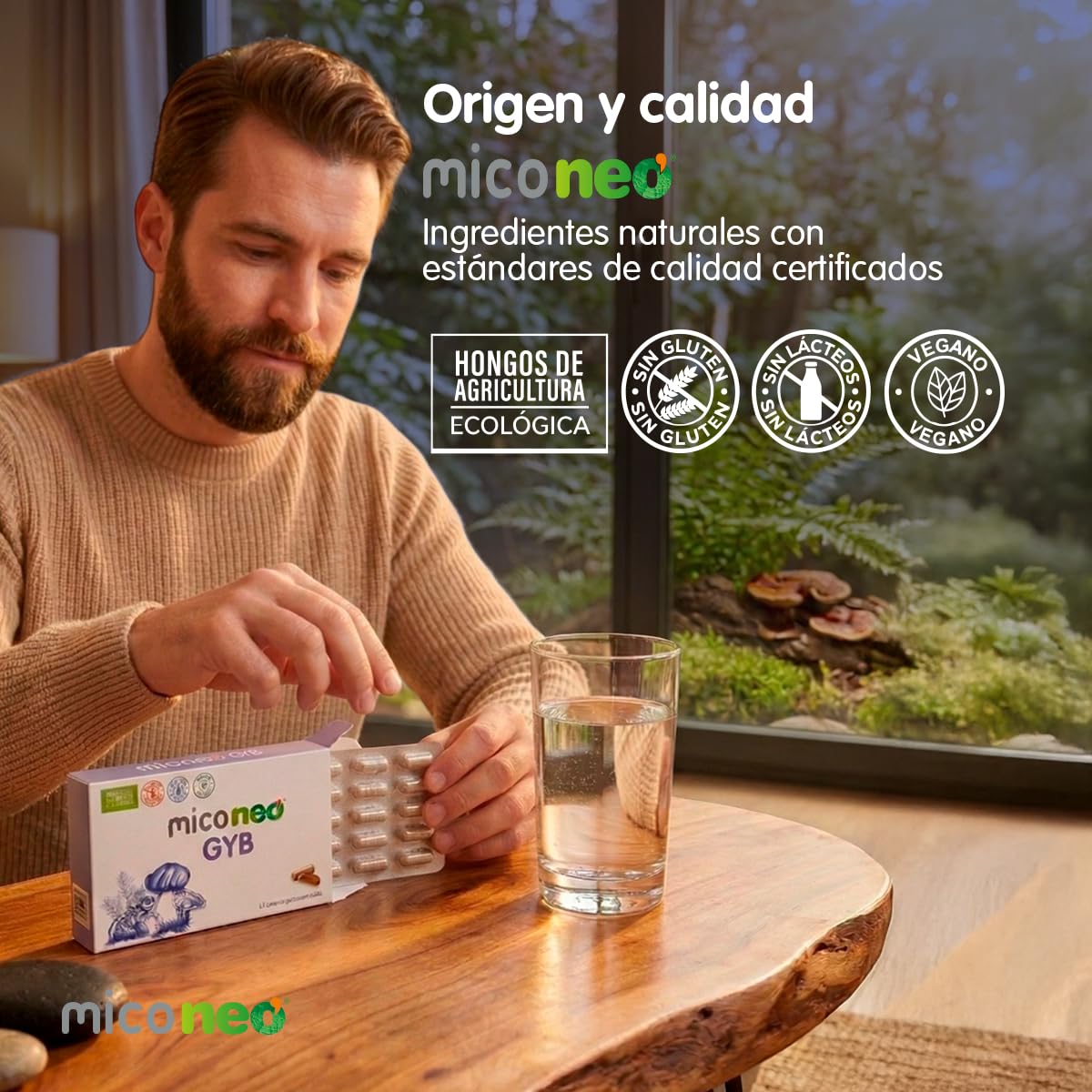 MICO NEO | GYB | 60 Cápsulas | Suplemento Alimenticio de Hongos Naturales Para Equilibrio intestinal y claridad mental | Con Melena de León y Probiótico | Equilibrio intestinal, Claridad mental, Con Melena de León, Con Probiótico
