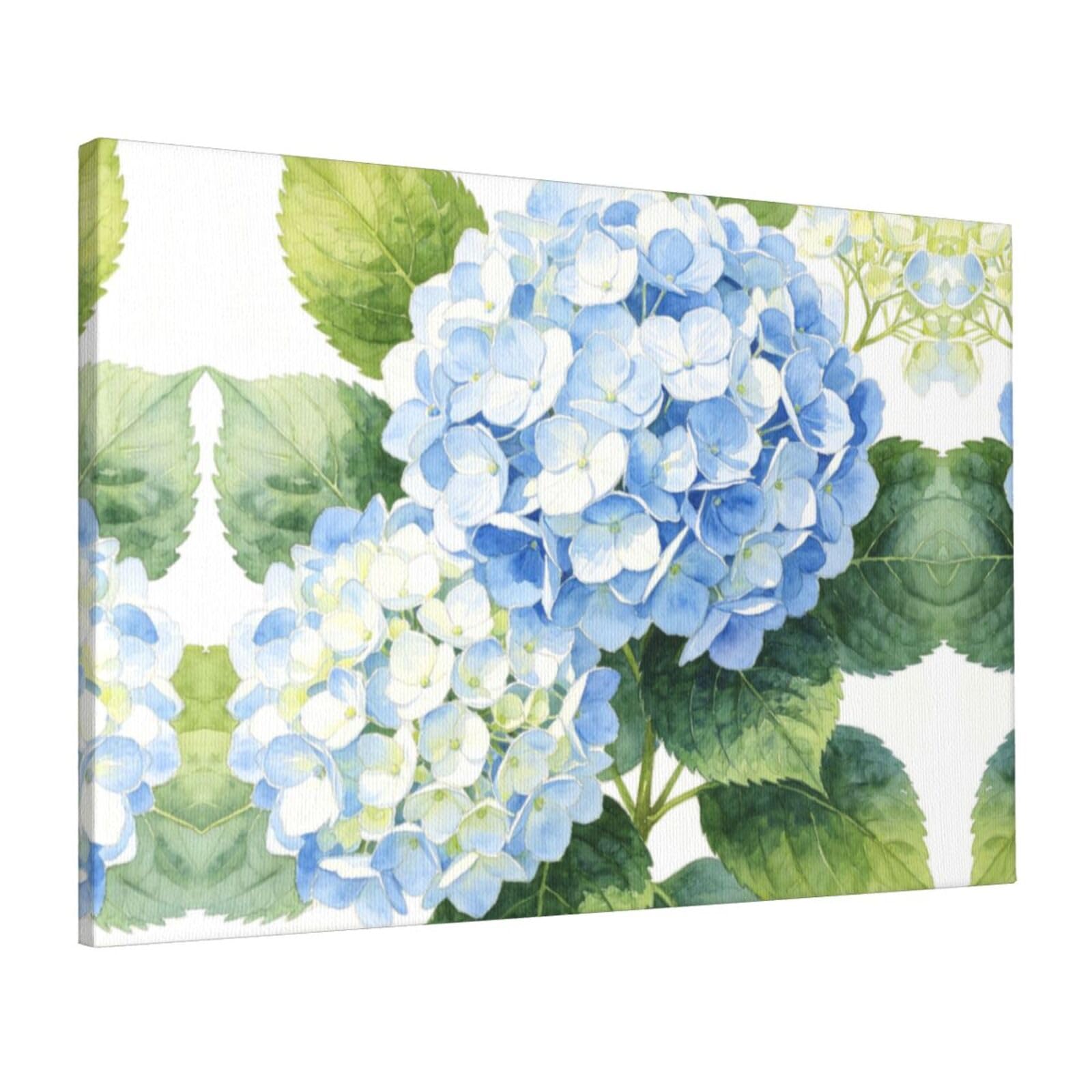CNTDBU Blue Round Bloom Canvas Wall Art 16x24 Inch-Large Modern Painting Print for Living Room, Framed Ready to Hang Artwork for Bedroom