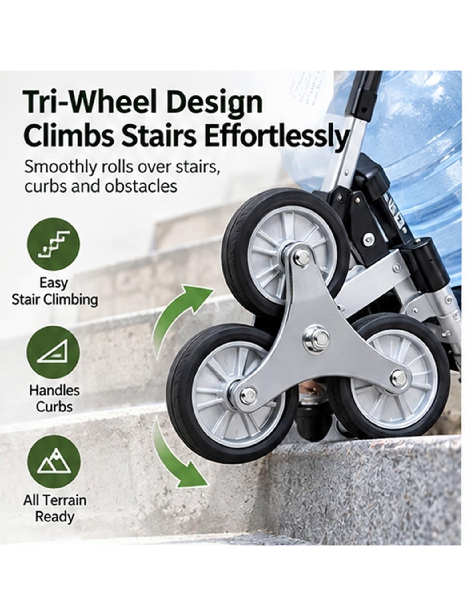 Carretilla Sube escaleras Plegable para garrafones, Compra y mudanza