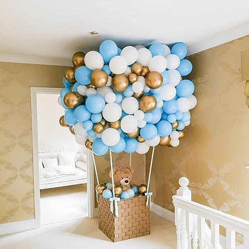 Miniatura 3 de 105 globos de color azul bebé de 12 pulgadas, globos azul claro para niños y niñas, cumpleaños, baby shower, revelación de género, boda, decoración
