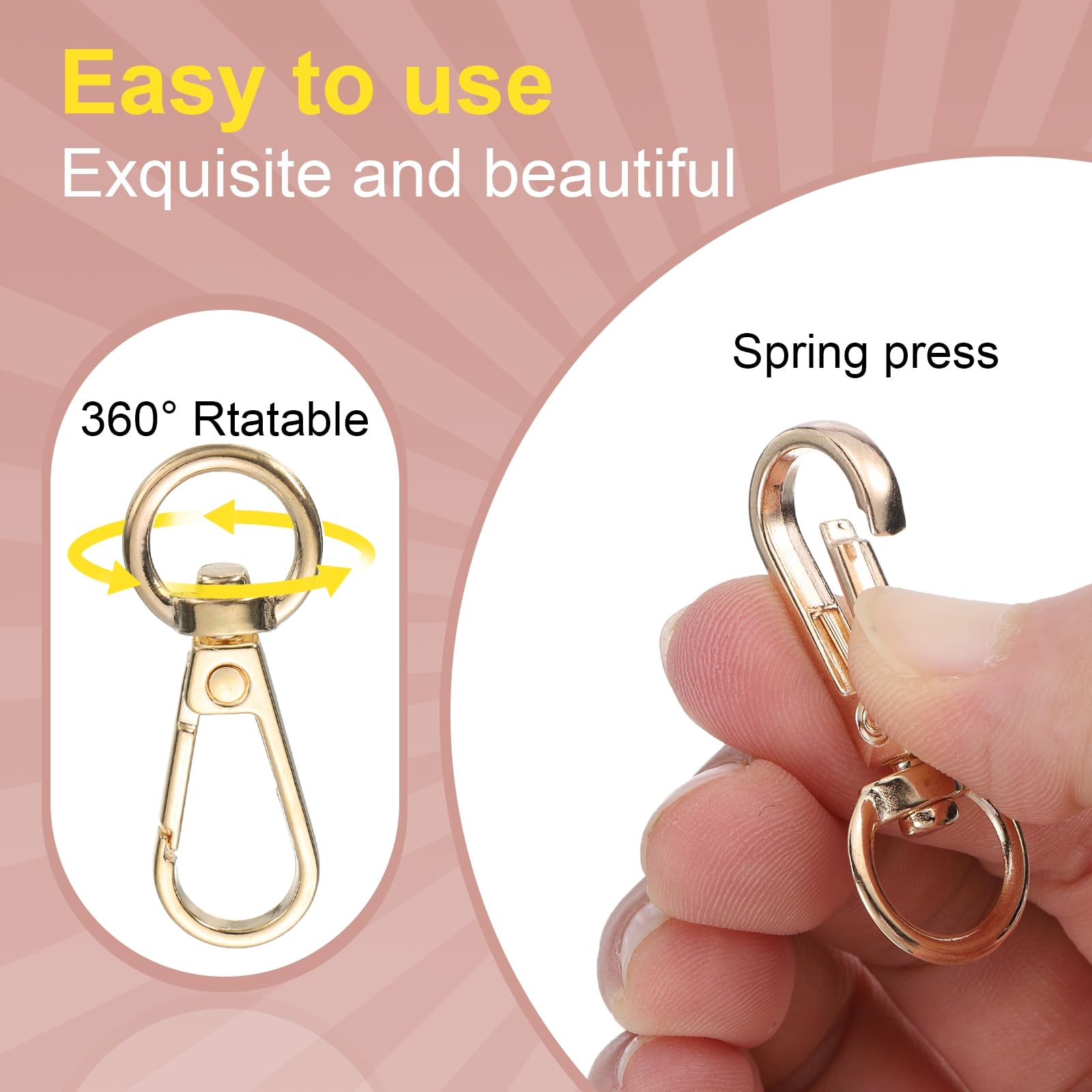uxcell 1.6" Swivel Lobster Claw Clasps Keychain - Image 4