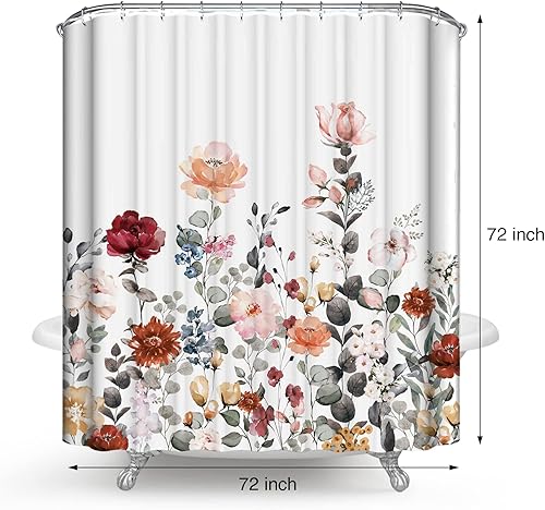 Miniatura 2 de Cortina de ducha de tela floral, cortina de ducha de baño, tela de poliéster impermeable de secado rápido, juego de cortina de ducha para baño,