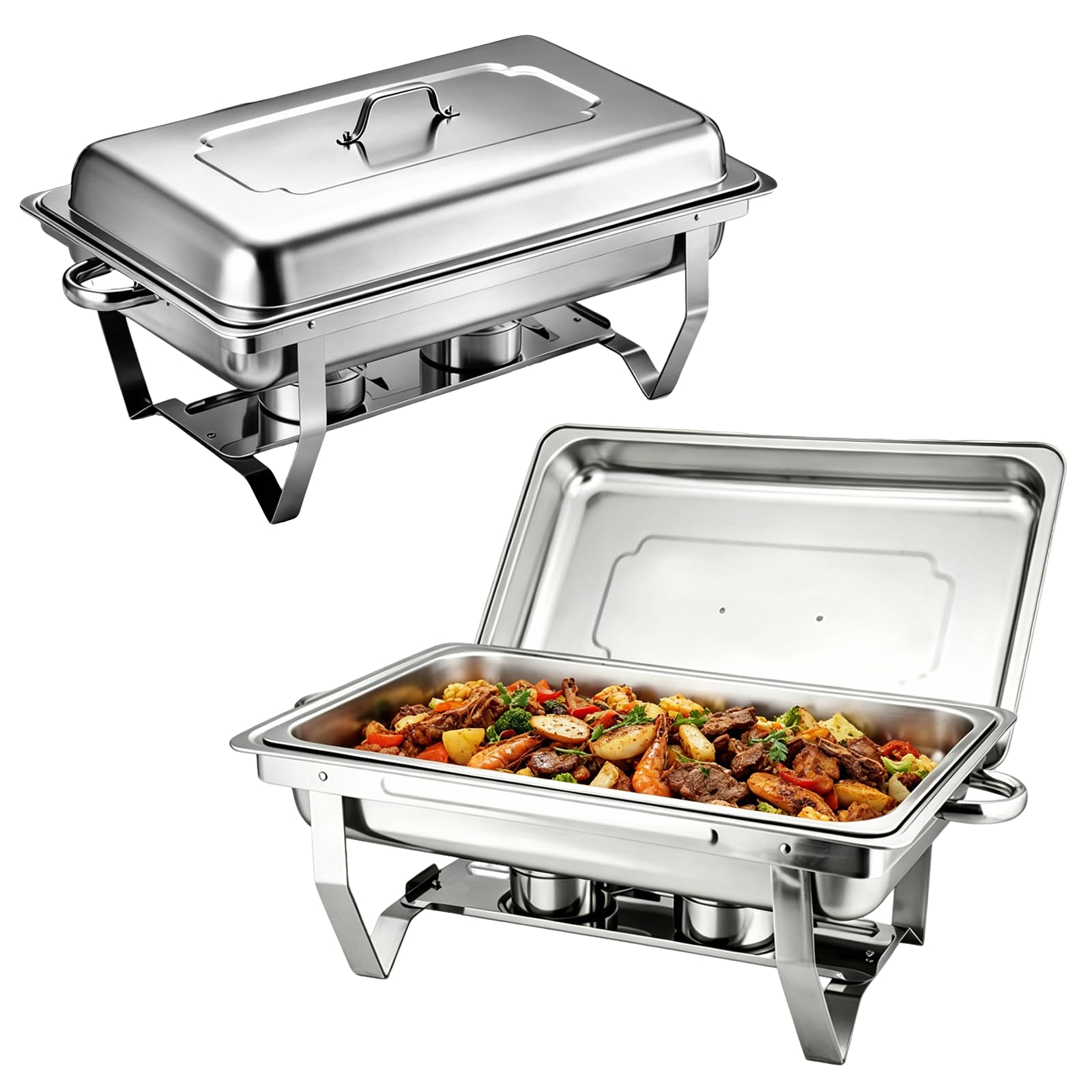 2Pcs Chafing Dish Buffet Set, 9L Edelstahl Warmhaltebehälter Essen