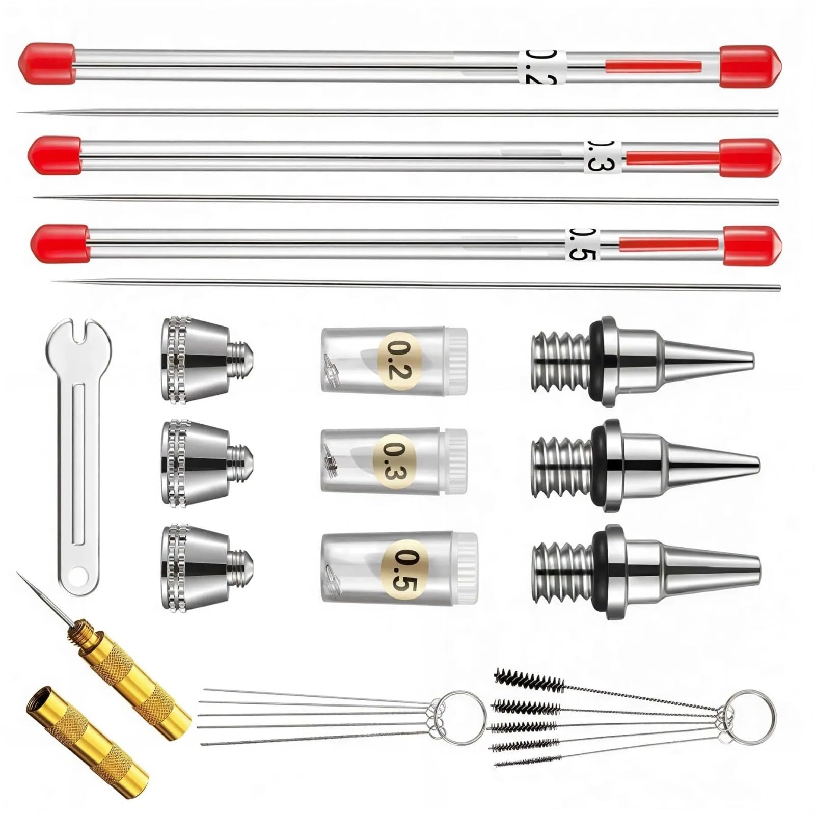 Airbrushes Needle Replacement Parts Airbrushes Needle with Wrench Sprayer Accessories for 0.2/0.3/0.5Mm Maintenance Tool