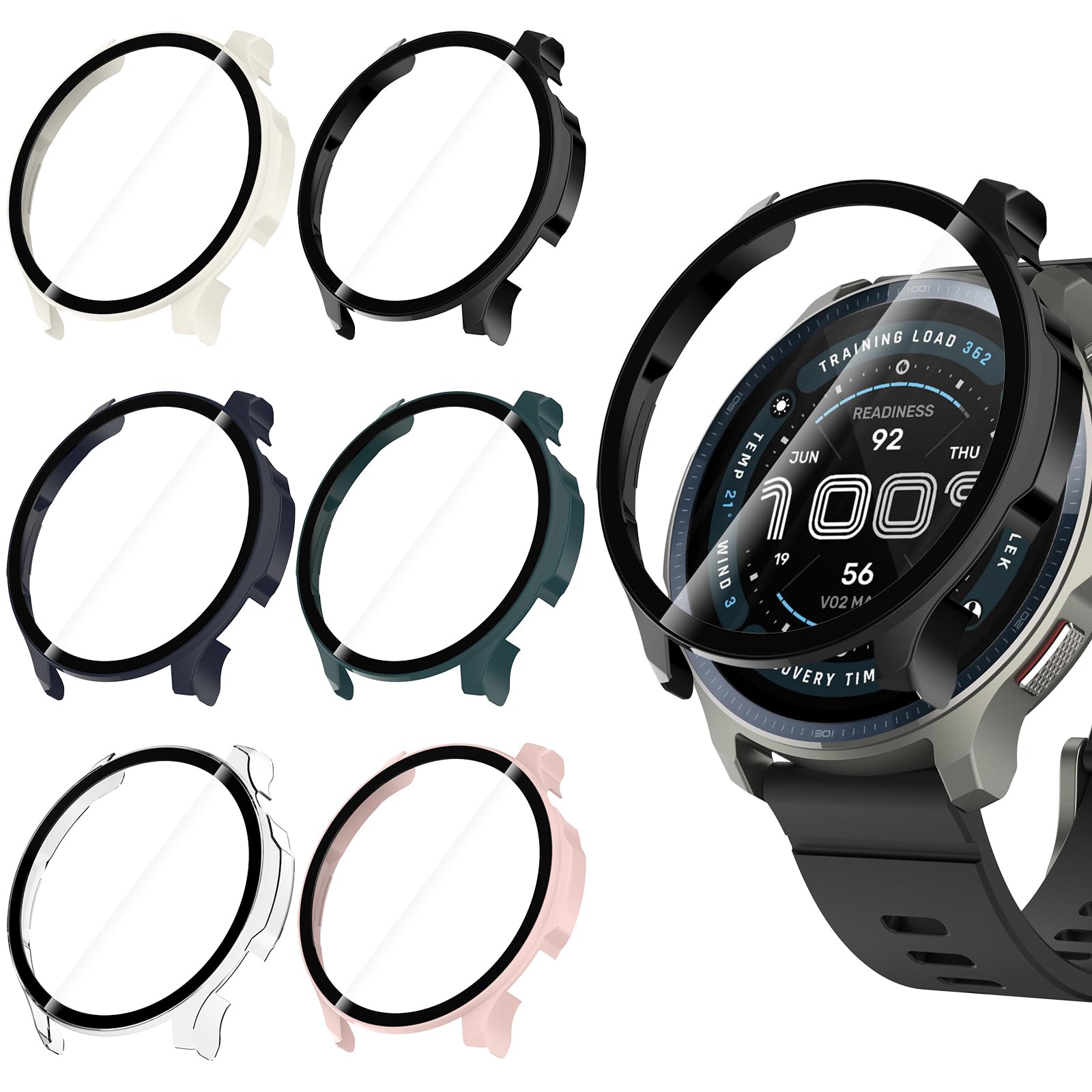 6 Piezas Funda Compatible con Amazfit Balance 2, Estuche Rígido PC Protector para Amazfit Balance 2 (Rosa+Azul+Beige+Verde+Negro+Trasparente)