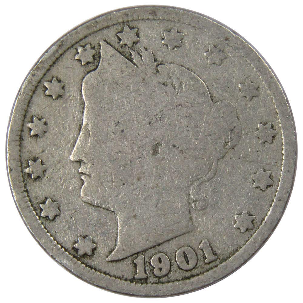 1901 Liberty Head V Nickel 5 Cent Piece AG About Good 5c US