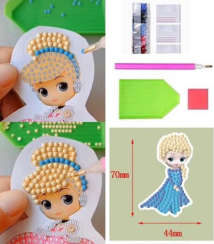 Miniatura 4 de Kits de pintura de diamantes para niñas, 12 calcomanías de gemas de princesa, kits de arte de diamantes para niñas y niñas, artes y manualidades