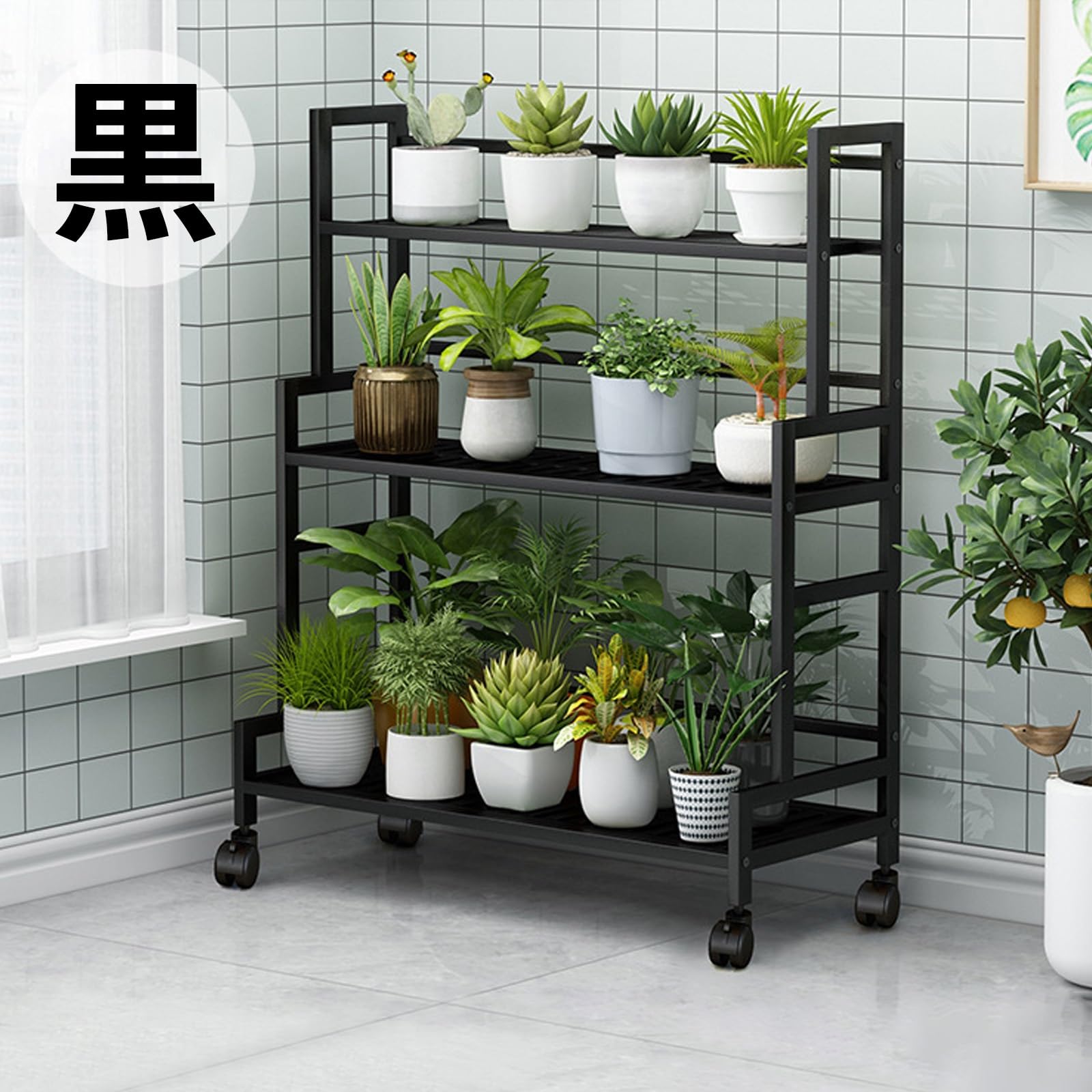 Amazon.co.jp: フラワーラック 植物スタンド 盆栽 棚 3段 花台
