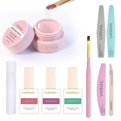 Miniatura 7 de VARNAIL Nail Extension Kit Solid Building Gel, Non-sticky Nail Building Gel with Basic Gel and Tools, Lamp, Accessories, Poly Gel Kit for Beginners