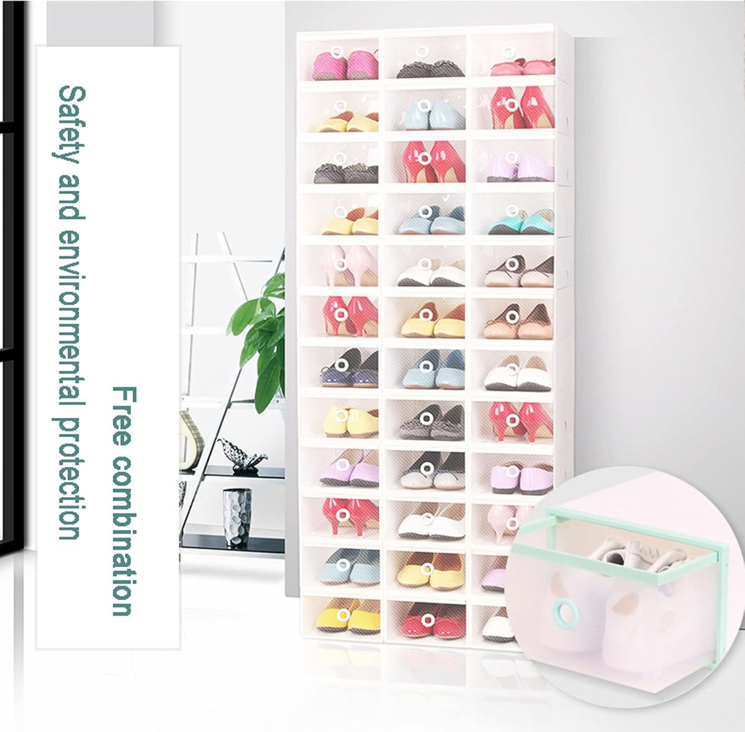 12 Pack Shoe Storage Boxes Clear Plastic Stackable,As Shoe Storage Box and Clear Shoe Box for Storage and Display Sneakers,Waterproof Easy Assembly (Color : White, Size : Type B)