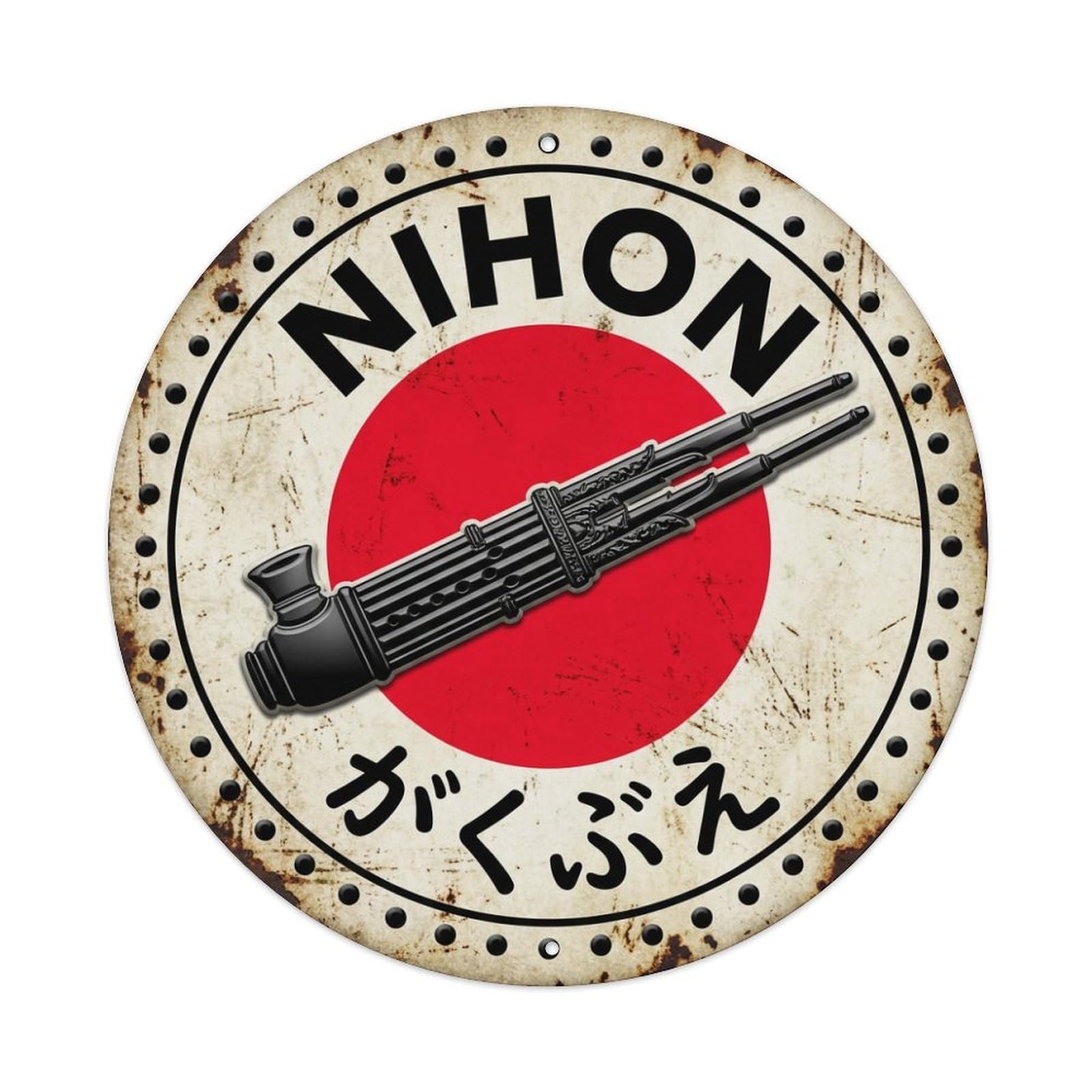 Galvaxio Style Gaku Flute Nihon Gagaku Music Aged Metal Tin Sign