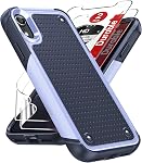 LeYi pour iPhone XR Décision : iPhone XR Dossier téléphonique avec paquet de 2 HD Protecteurs d'écran Dropproof Shockproof, résistant à l'usure PC Texturé Dos antidérapant Case pour iPhone XR, violet
