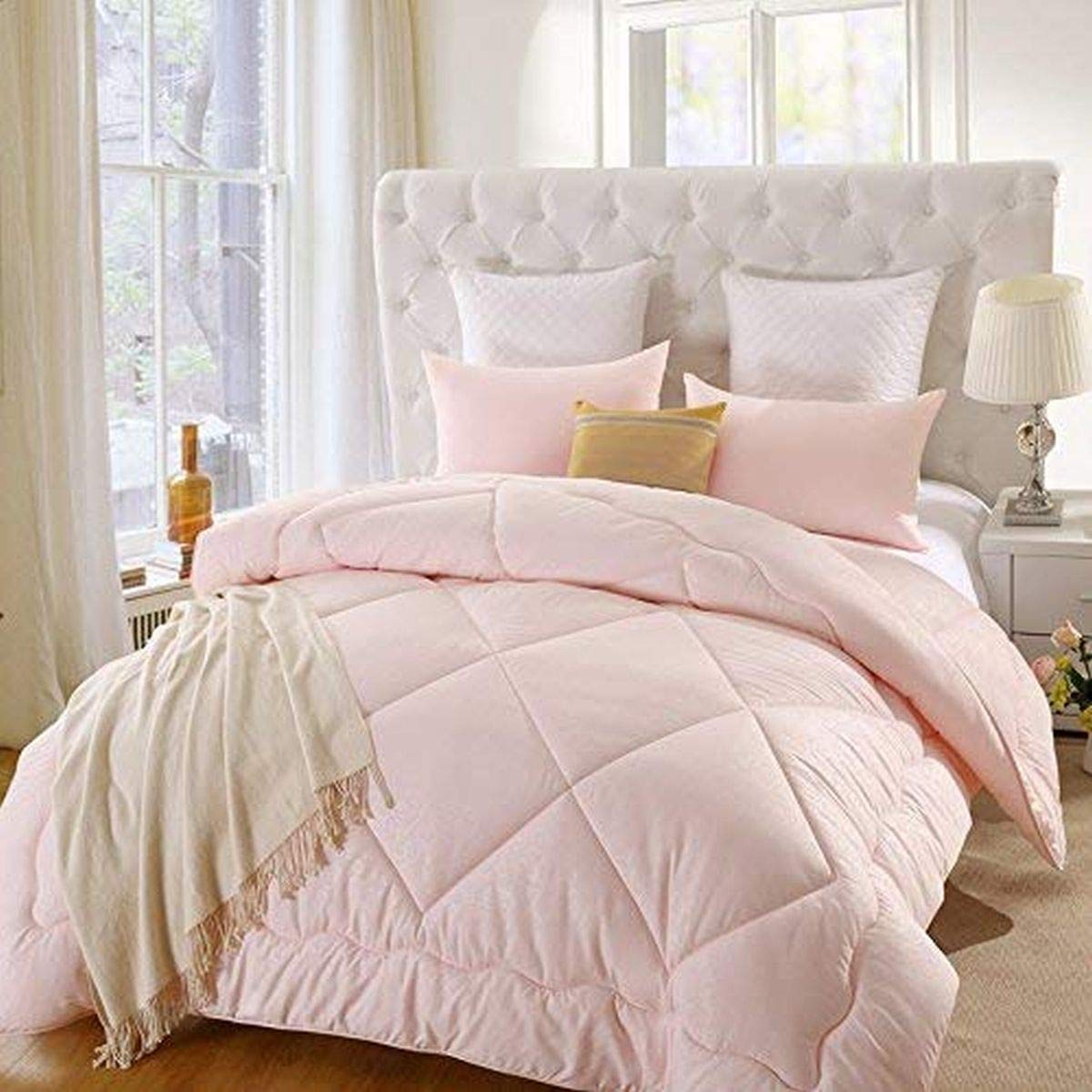 Linenovation Comforter Single Bed 500 GSM Soft Microfibre for Heavy Winter AC Blanket/Duvet/Dohar/Quilt for All Weather Breathable -for Single Bed-Pink-image-8
