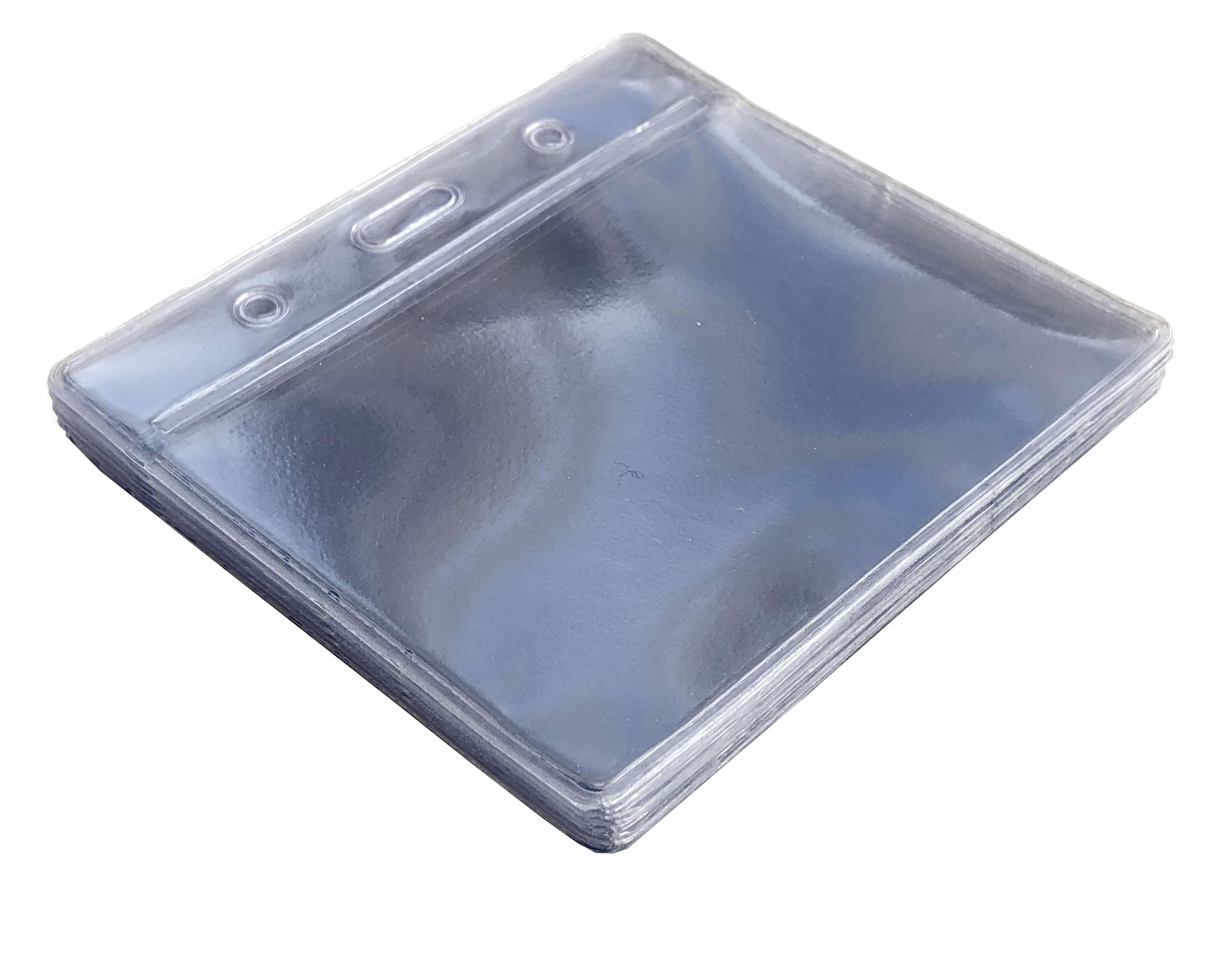 PCL Media ltd Clear Flexible Plastic ID Card Holder Pocket Wallet Medium Insert Size (60 x 90mm) Pack of 10 Plastic Lanyard Card Holder Clear