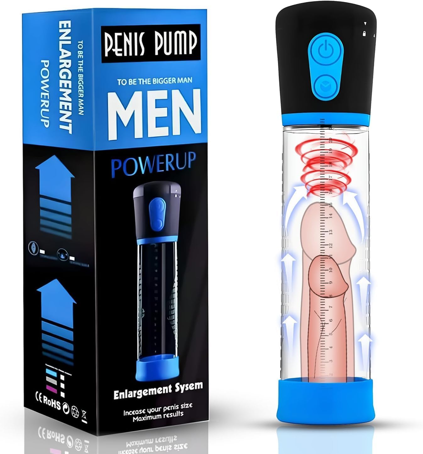 Electric Strong Enlarger Vacuum Pump for Men Exercise Adjustable Men's Muscle Strength Enlargement Enhancement Soft Extended Tool Men Pump Device (Transparent)