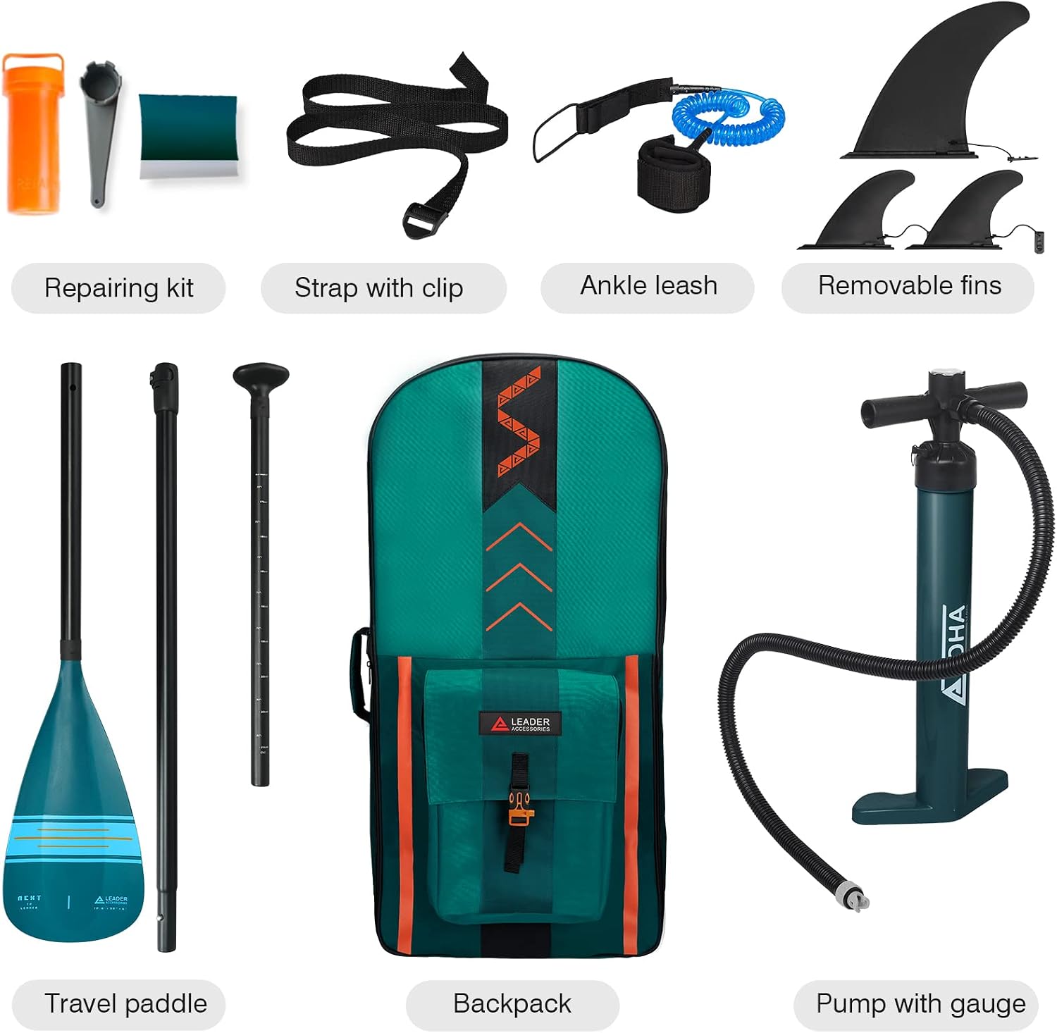 Leader Accessories Inflatable Stand Up Paddle Board with Premium SUP Accessories, Adjustable Paddle, ISUP Backpack, Hand Pump, Non-Slip Deck for Youth & Adult, 10'6" x 32" x 6"