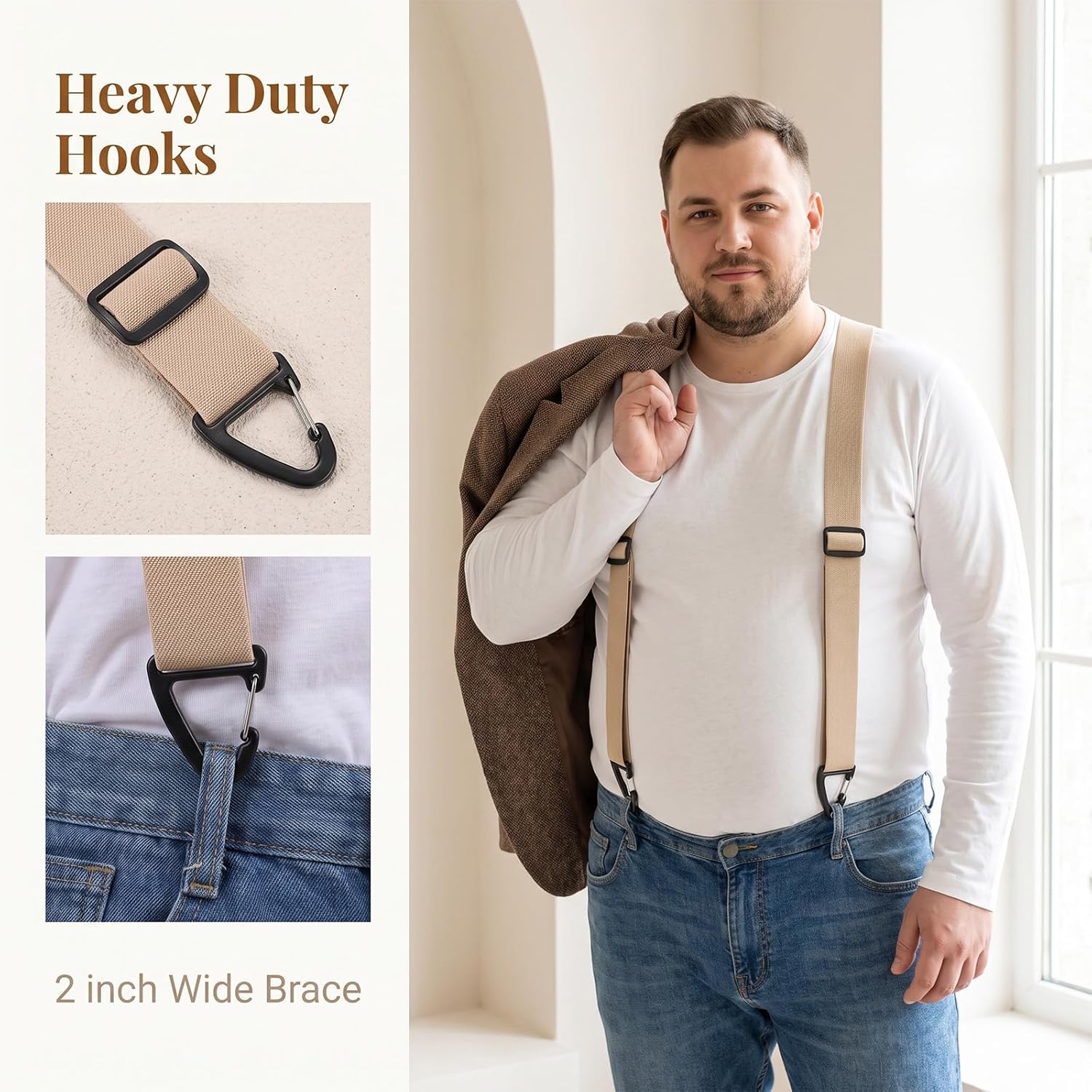 4Pcs X Back hidden suspenders for men Suspenders for Men under clothing, Nylon Adjustable invisible suspender for man with 1.5 Inch Wide Straps Adjustable Clips