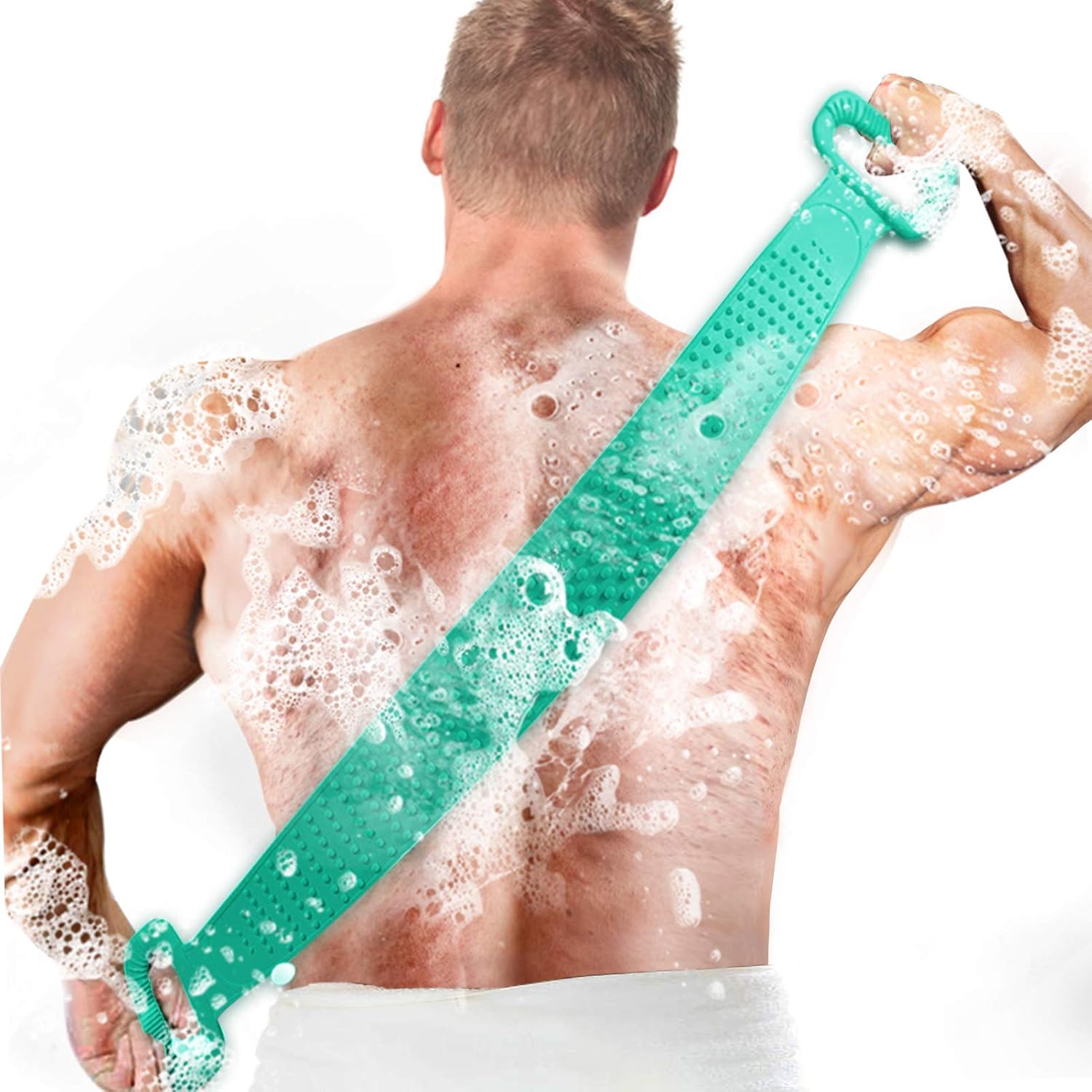 35.5 inches/90 cm Back Scrubber for Shower,Super Long Inmorven Bath Body Brush Long Handle Exfoliating Silicone Body Scrubber for Men and Women Long Lasting and Easy to Use.(Green) : Beauty & Personal Care