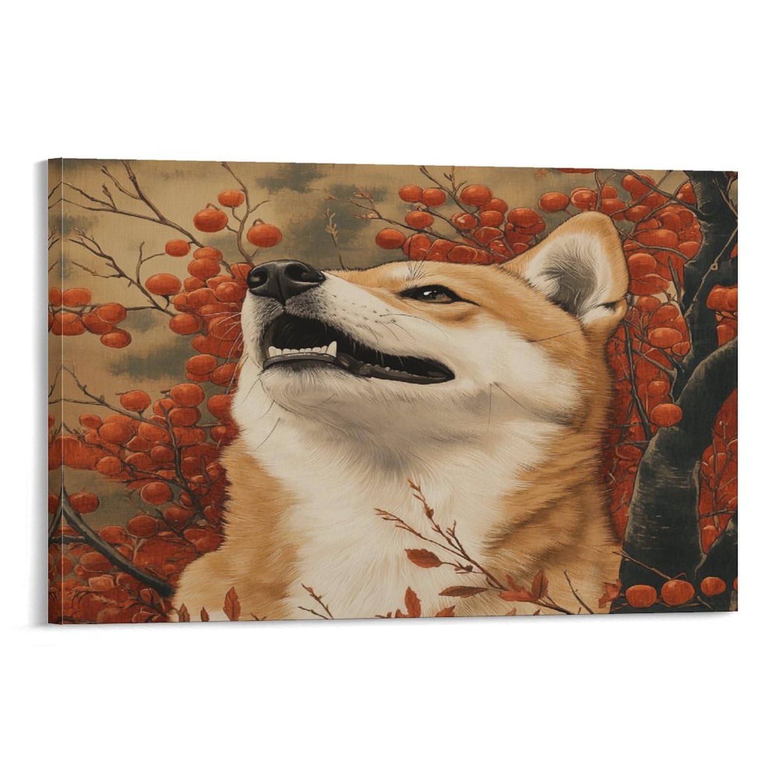 ZHUICHENG Shiba Inu Wanddekoration/Shiba Inu Poster–3D-Tiergemälde Auf Leinwand Für Kinderzimmer&Büro.Sicher&Pflegeleicht,Spielerisches Design in Leinwandoptik 16x24inch(40x60cm)