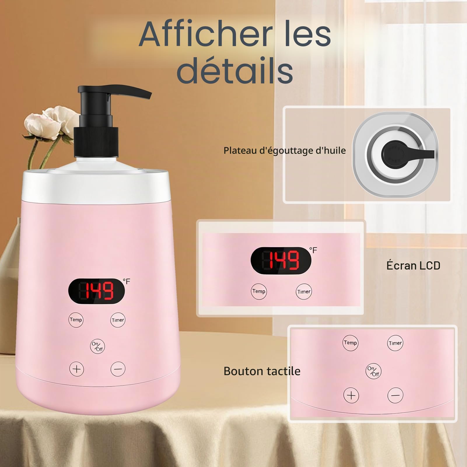 Chauffe-Huile de Massage Professionnel Réglable avec 2 Distributeurs et Affichage LED pour Spa