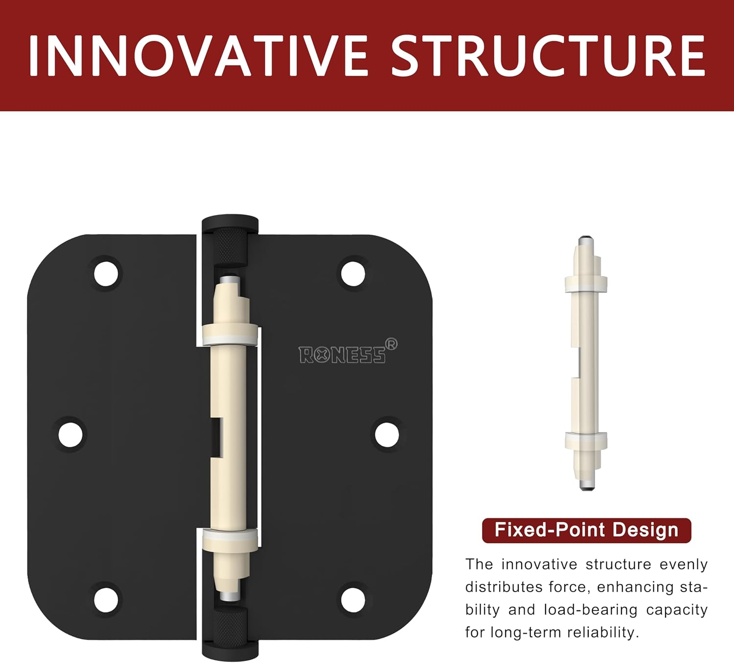24 Pack Door Hinges 3.5'' Premium Stainless Steel Door Hinges 3.5'' X 3.5'' with 5/8" Radius Corner Heavy Duty Rust-Resistant Oil-Free Doors Hardware (Brushed Gold)