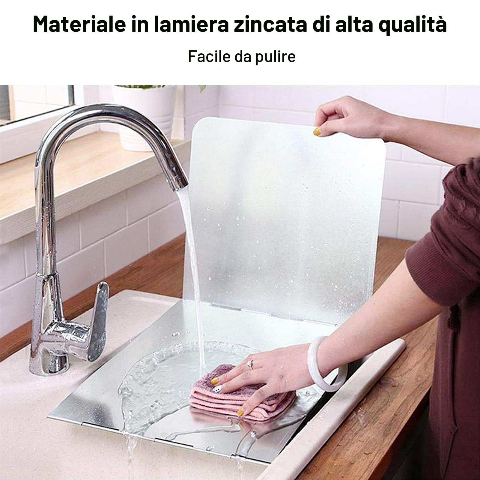 Paraschizzi Parete Cucina Protezione Altezza 40cm per Schizzi Olio Pieghevole Padelle Protezione per Schizzi su 3 Lati Antiaderente