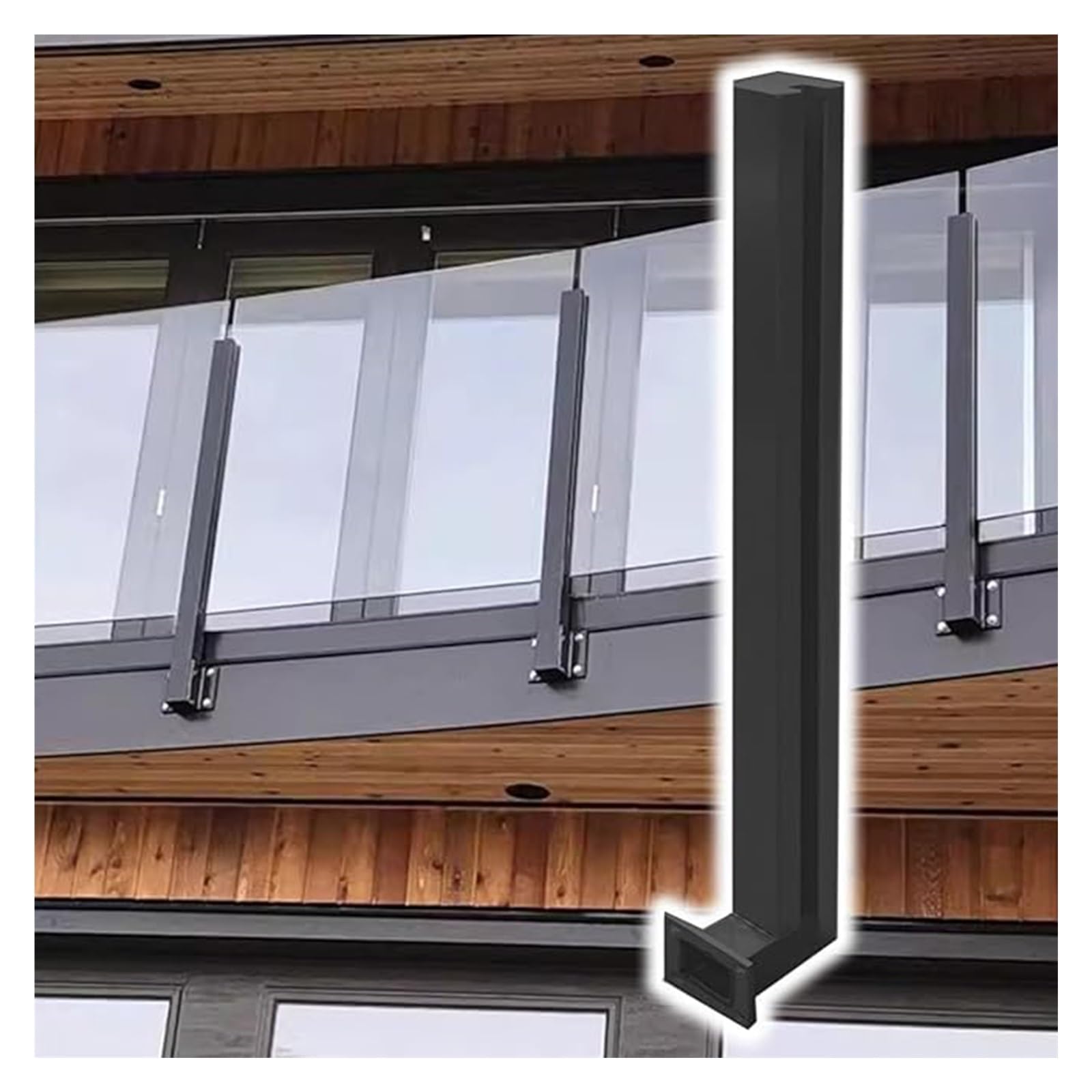 Modernes schwarzes Edelstahl-Windspiel für Terrassen, 135 cm hoch, seitlich montiertes Design, passend für 1012 mm Paneele, stilvolle Outdoor-Dekoration für Decks und Treppen