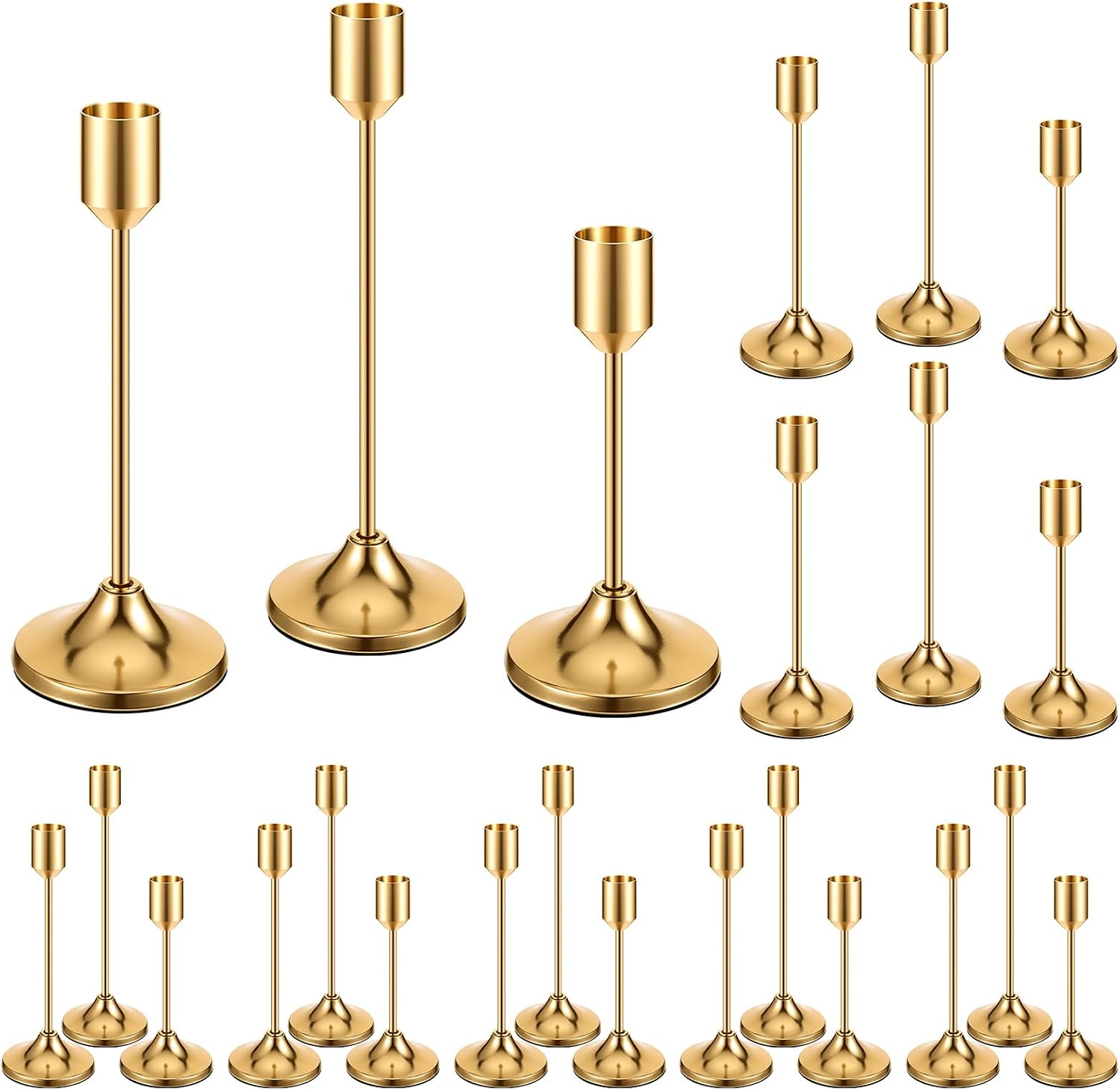 24PCS Brass Gold Candlestick Holders, Metal Taper Candle Holders