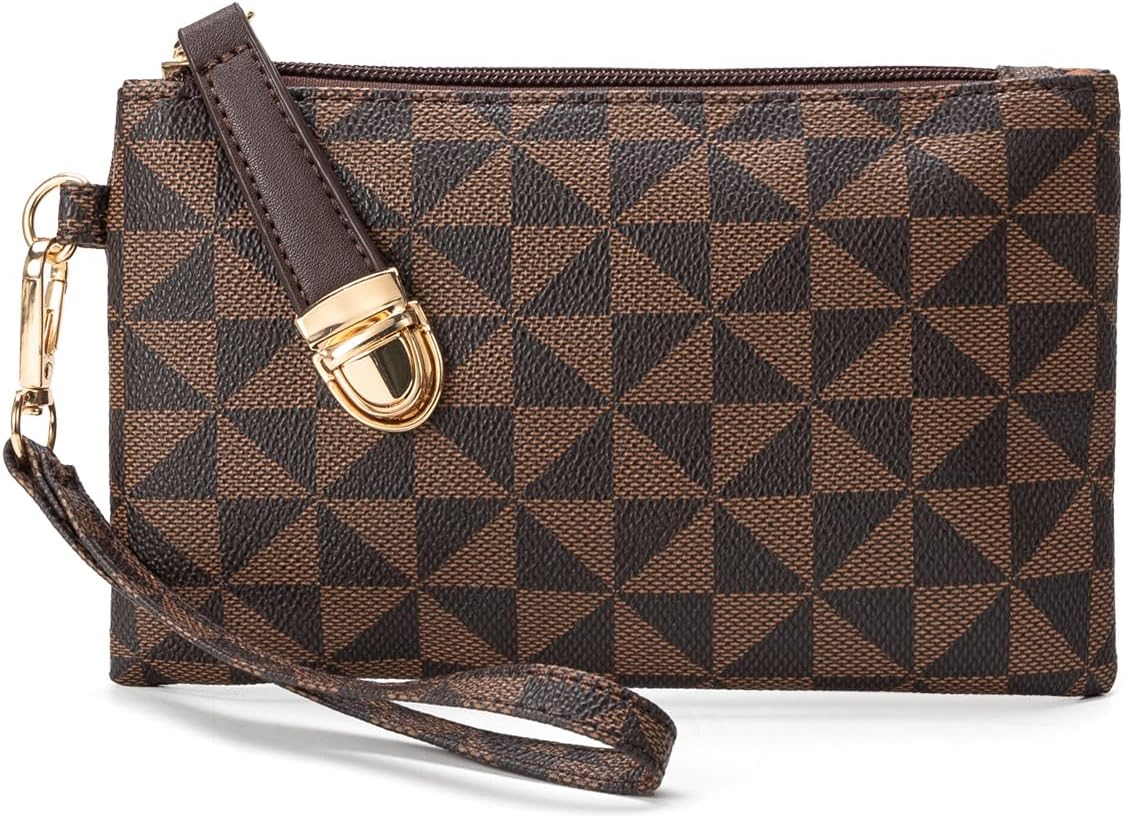 Fashion Backpack Purse for Women Designer Convertible Travel Backpack PVC Shoulder Bag with Wallet (Checkered Brown-1) - Image 6