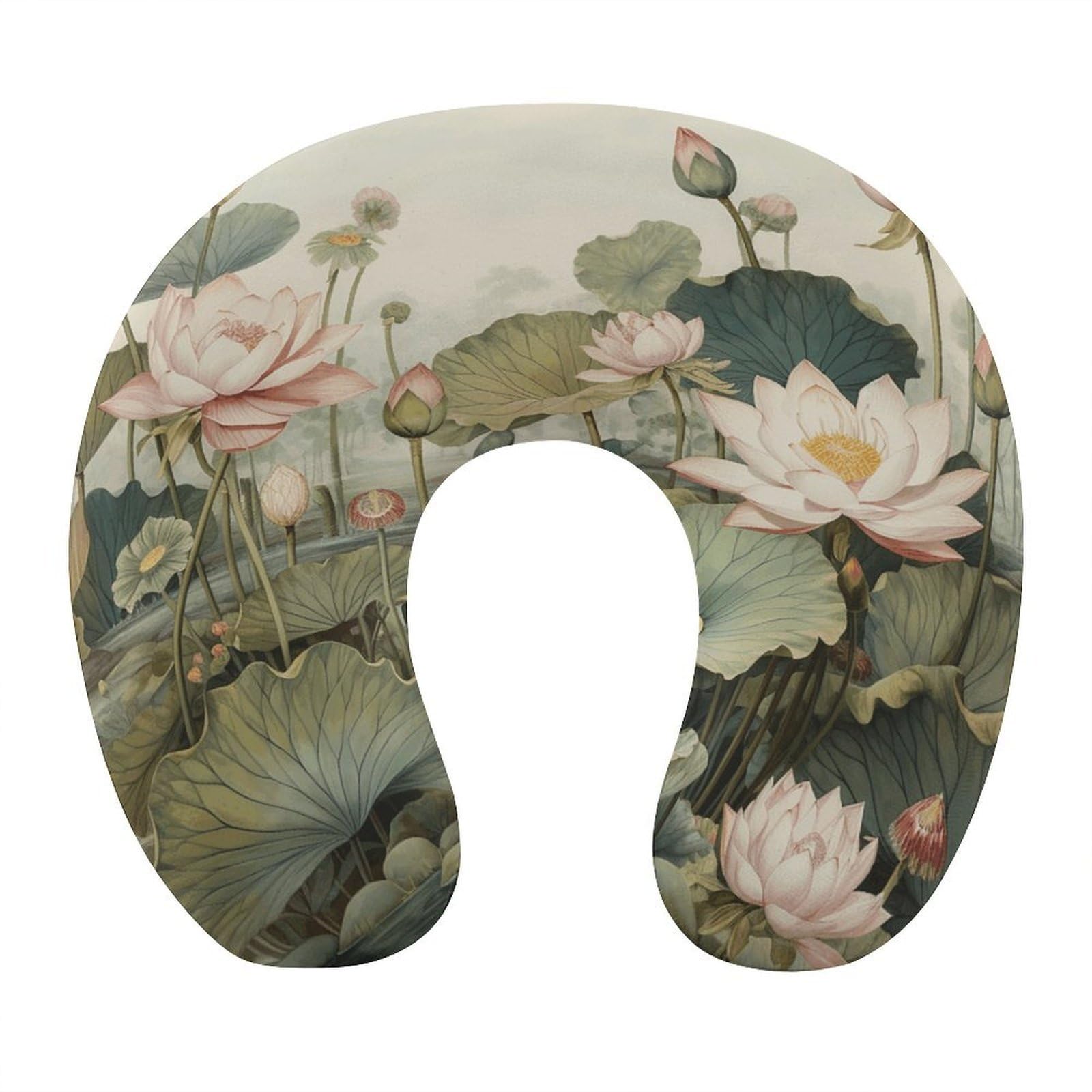 Btcowzrv Style Hand Drawn Flower U Shaped Neck Pillow Travel Pillows