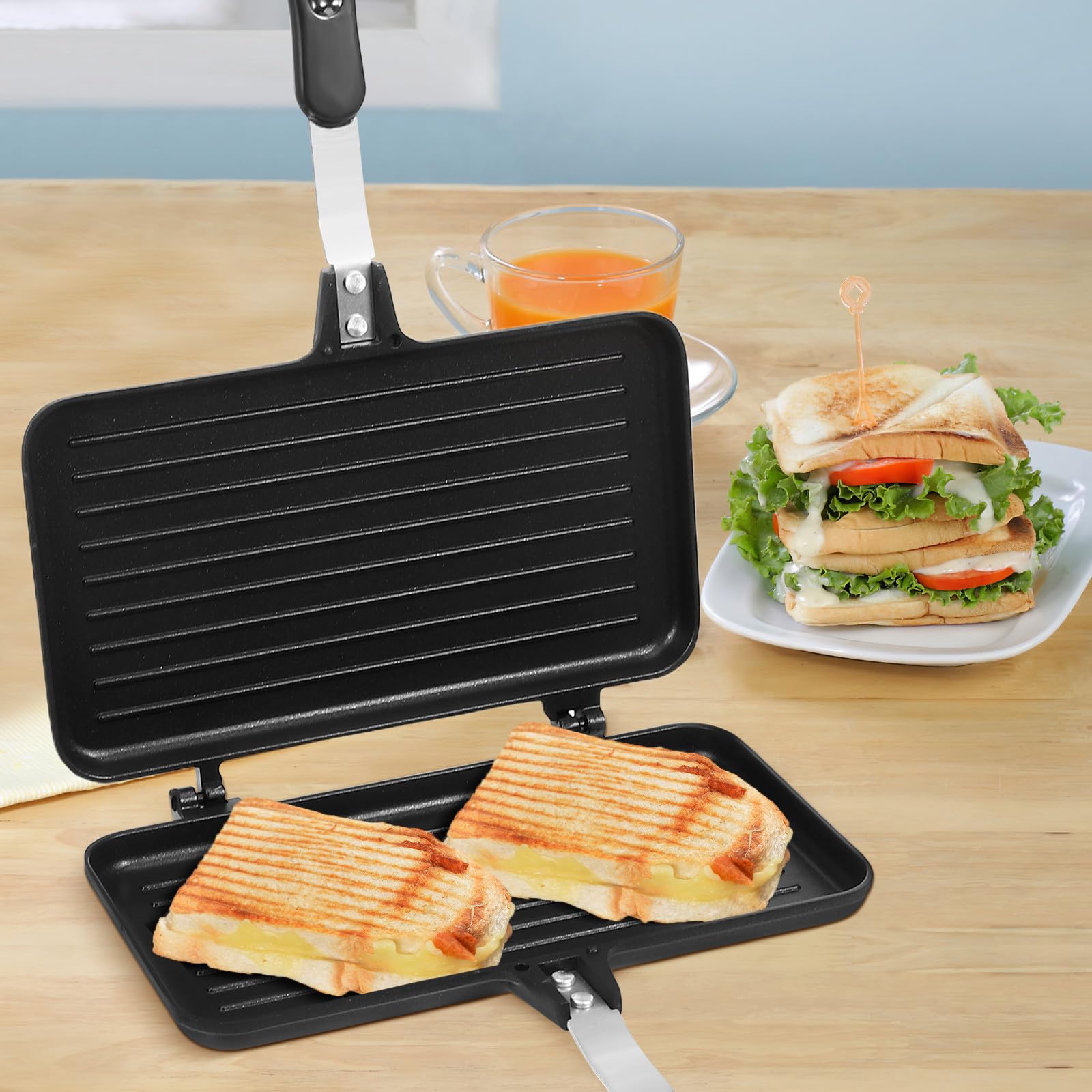 Milisten Sandwichera 1 PC Antiadherente Doble Cara de Aleación de Aluminio
