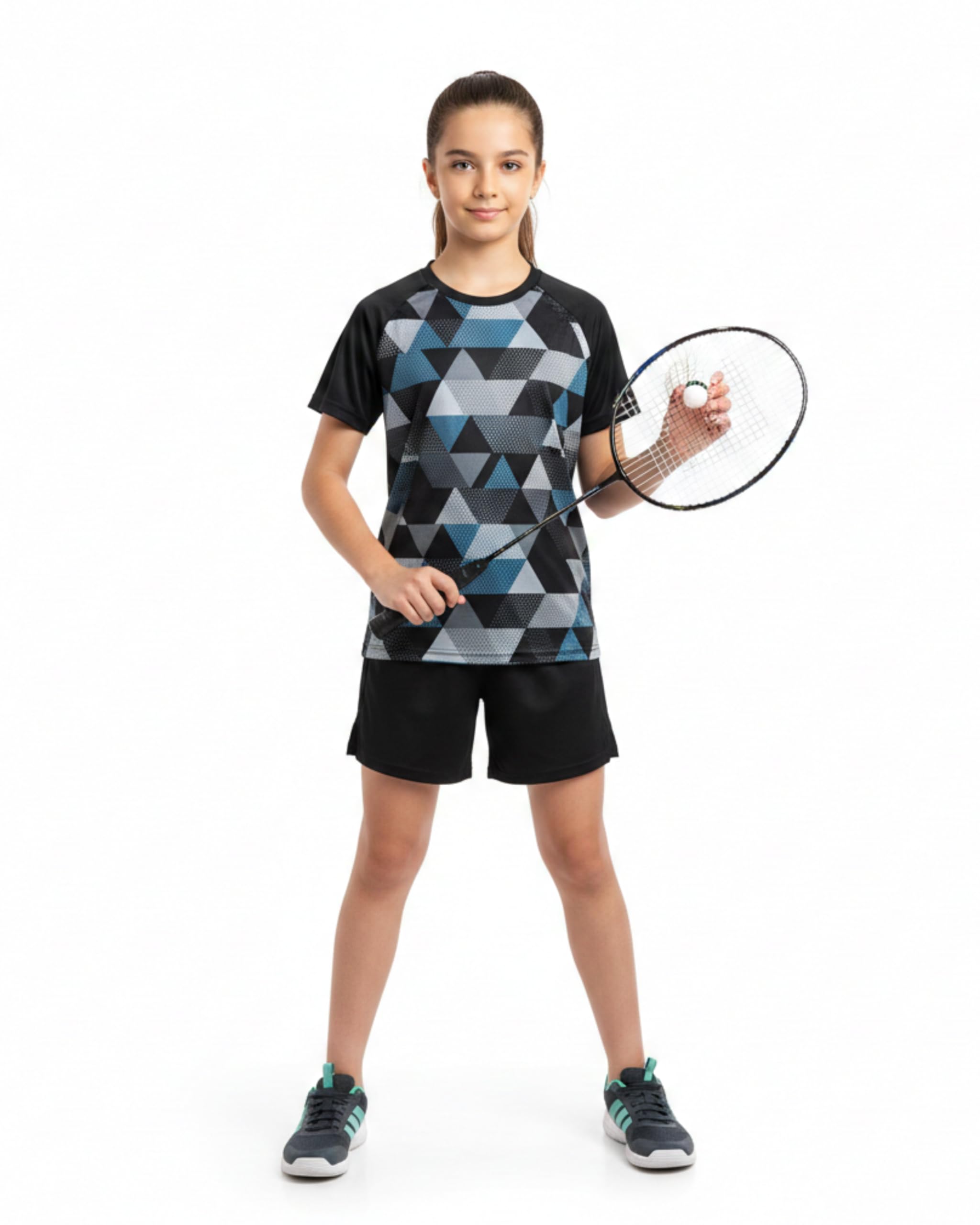 Girls Badminton Dress Set | Quick Dry Sports T-Shirt & Shorts Set | Lightweight Breathable Badminton Sportswear for Kids 4-15 Years